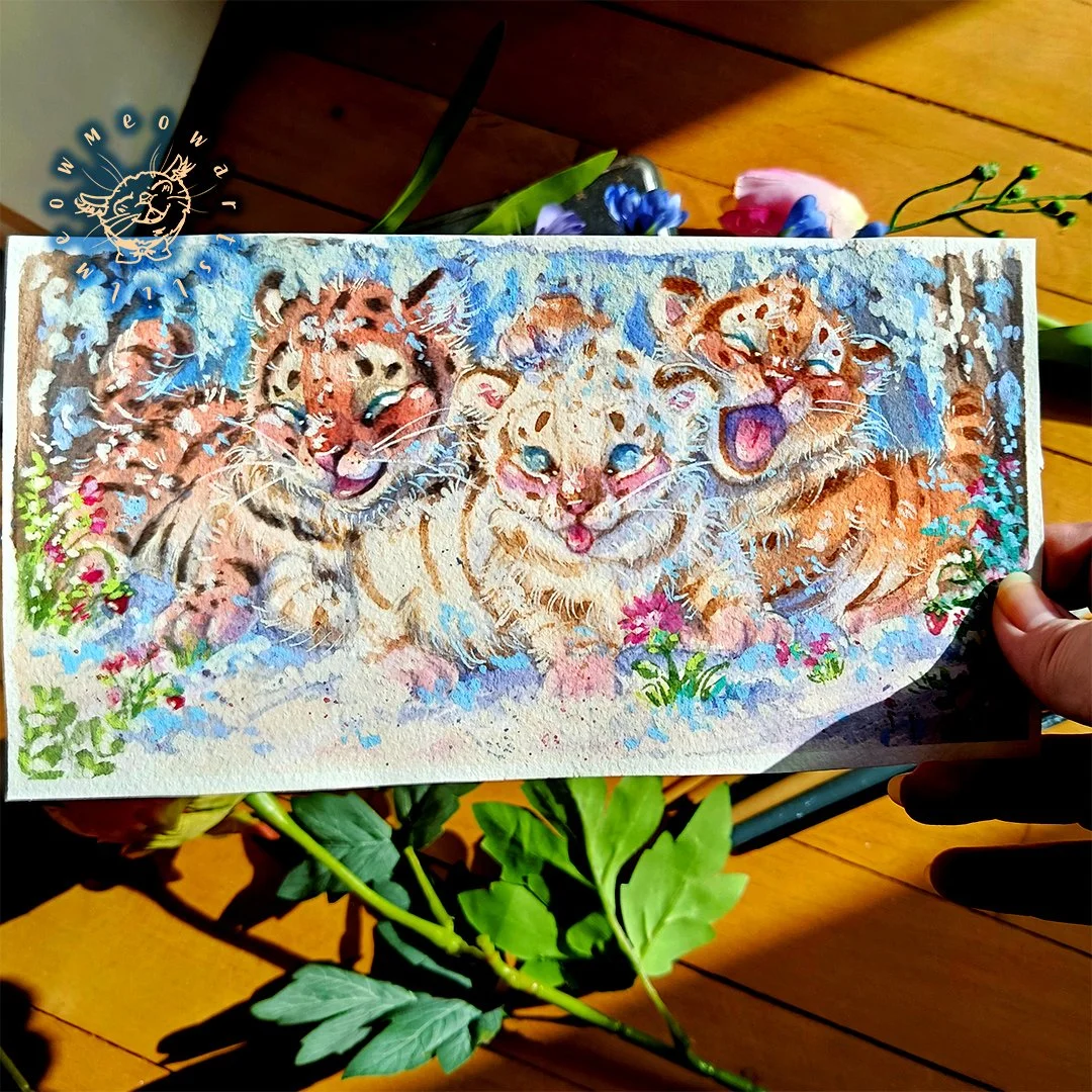 Hey guys and welcome back to a new post!!🐯🍓

This is still one of my favourite paintings to date. It might be hot outside but these little cuties are staying perfectly cool in the snow!❤️

Have a lovely day and stay safe and happy everyone!!🐯🍓

#