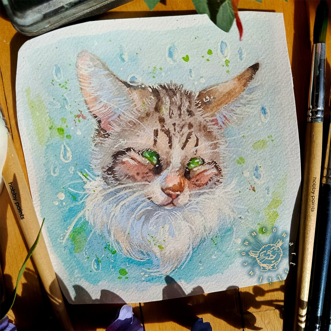 Hey guys and welcome back to a new post!!🐈🌧

This painting is a commission from a very good friend of mine who allowed me to make a painting of their beautiful cat, Benji, who is sadly no longer with us. Let this be a tribute to the adorable Benji❤