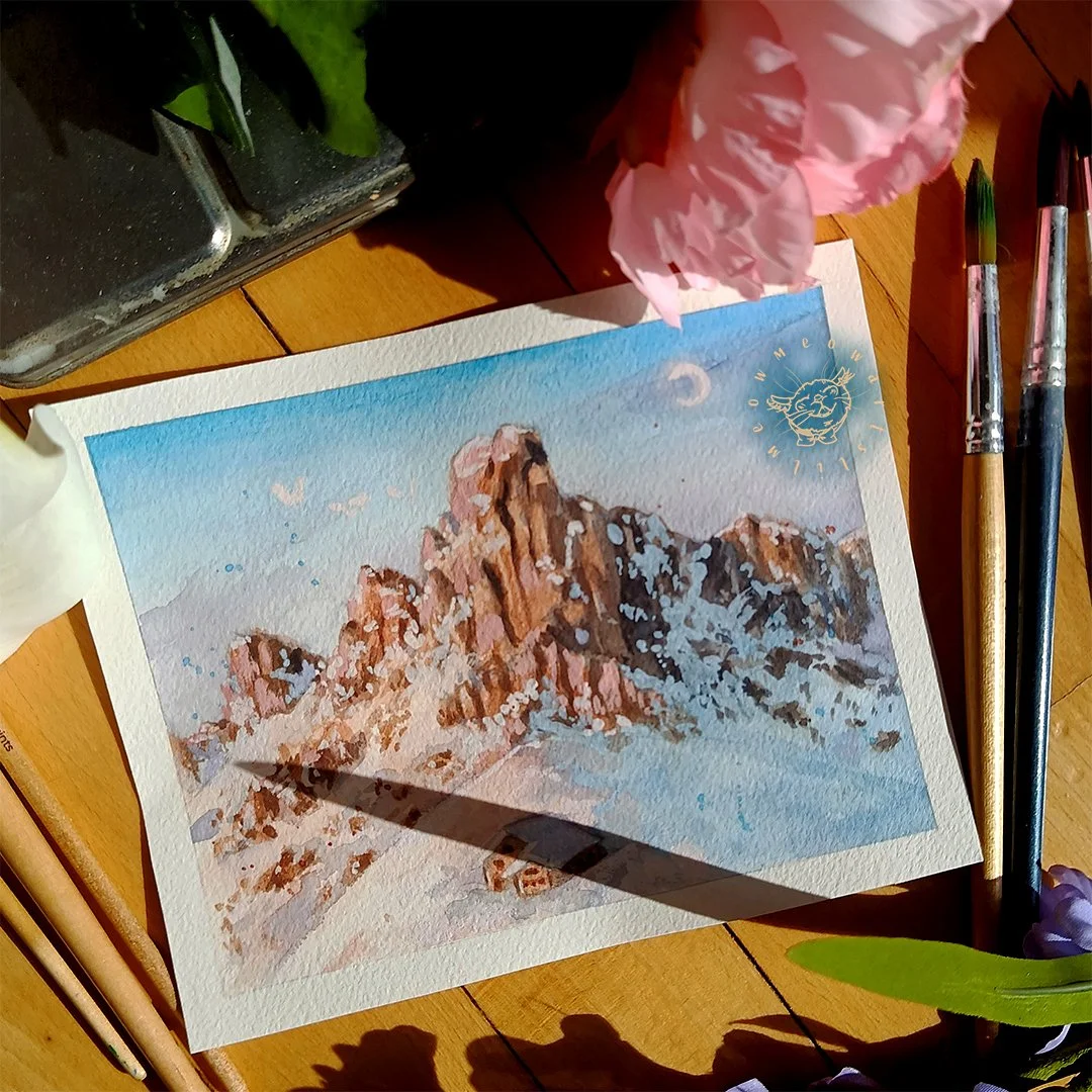 Hey guys and welcome back to a new post!!🏔️❄

Another mountain added to the collection! This one I also painted using watercolour and gouache like the one I posted before this. I painted it a few months ago as a gift for my mom for mother's day!❤️

