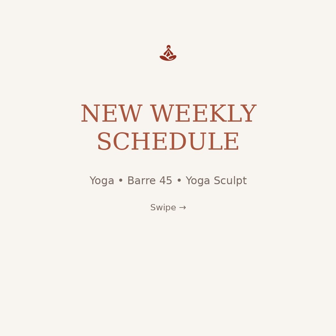 Our full weekly schedule is officially live ✨

Yoga &bull; Barre 45 &bull; Yoga Sculpt
Two studios so you can choose what your body needs.

✨ New classes begin this Sunday &mdash; and they&rsquo;re already live on the schedule.

And just a reminder: 