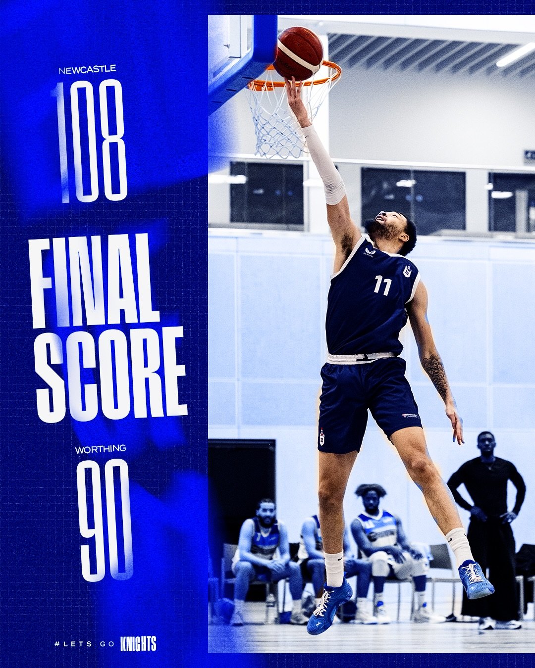Knights come back from 20pts down for the win 108-90 against Worthing Thunder. Unbeaten at home in the @britishchampionshipbball league.

MVP: @messiahjones25 with a Triple Double (15pts 12reb 11ast 3stl 3blk)

Honourable mentions:
@jaronthames with 