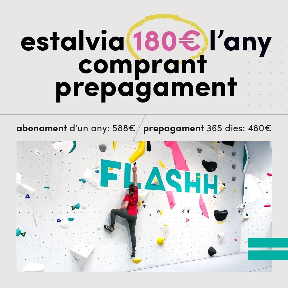 Seguim a les noves ofertes de FLASHH!

Pots arribar a estalviar-te 180&euro; l&rsquo;any si enlloc de comprar un abonament mensual, adquireixes el prepagament de 365 dies! No t&rsquo;ho perdis!🔥

Per m&eacute;s info no dubtis a contactar-nos a hola@