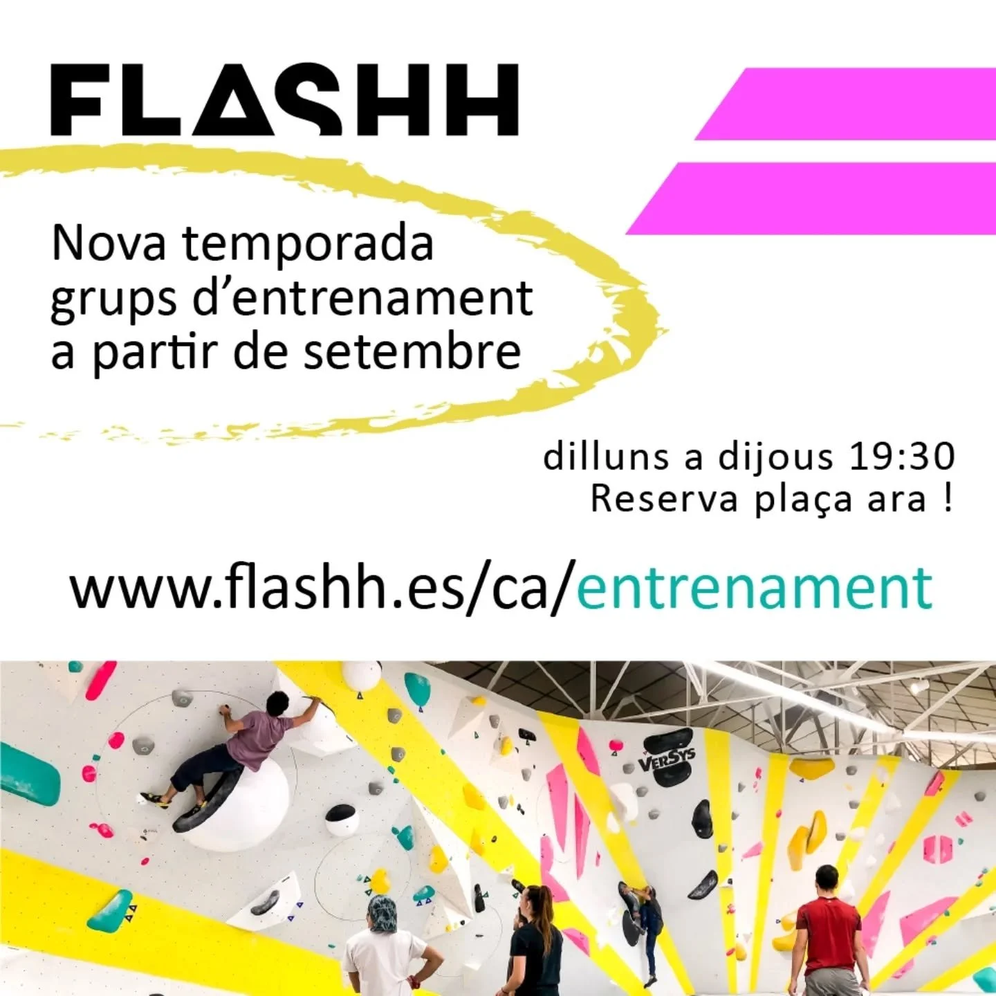 🔥 A partir de setembre comencem la nova temporada d&rsquo;entrenaments per adults a FLASHH!

🗓 Places disponibles dilluns a dijous a les 19:30.
Si hi ha prou demanda, obrirem m&eacute;s grups!

📍 Assegura la teva pla&ccedil;a ara al nostre webshop