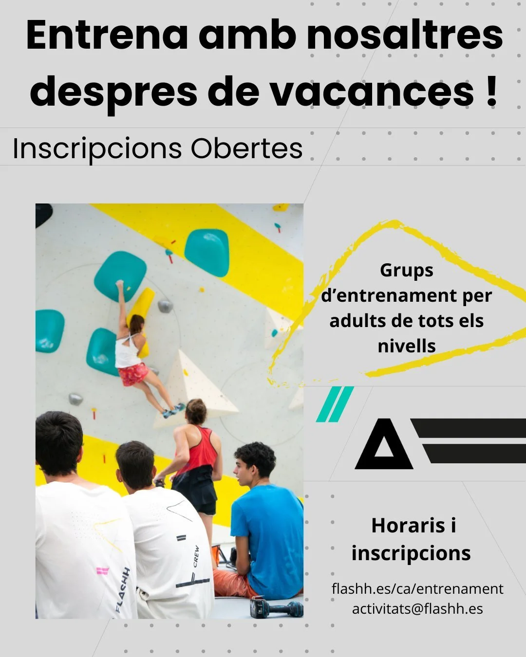 ✨ Encara tenim places disponibles en alguns grups d&rsquo;entrenament per a adults! ✨
Comen&ccedil;a l&rsquo;any cuidant-te i movent el cos 💪🏻
Els nostres grups estan pensats per acompanyar-te en la descoberta de l&rsquo;escalada o per ajudar-te a 