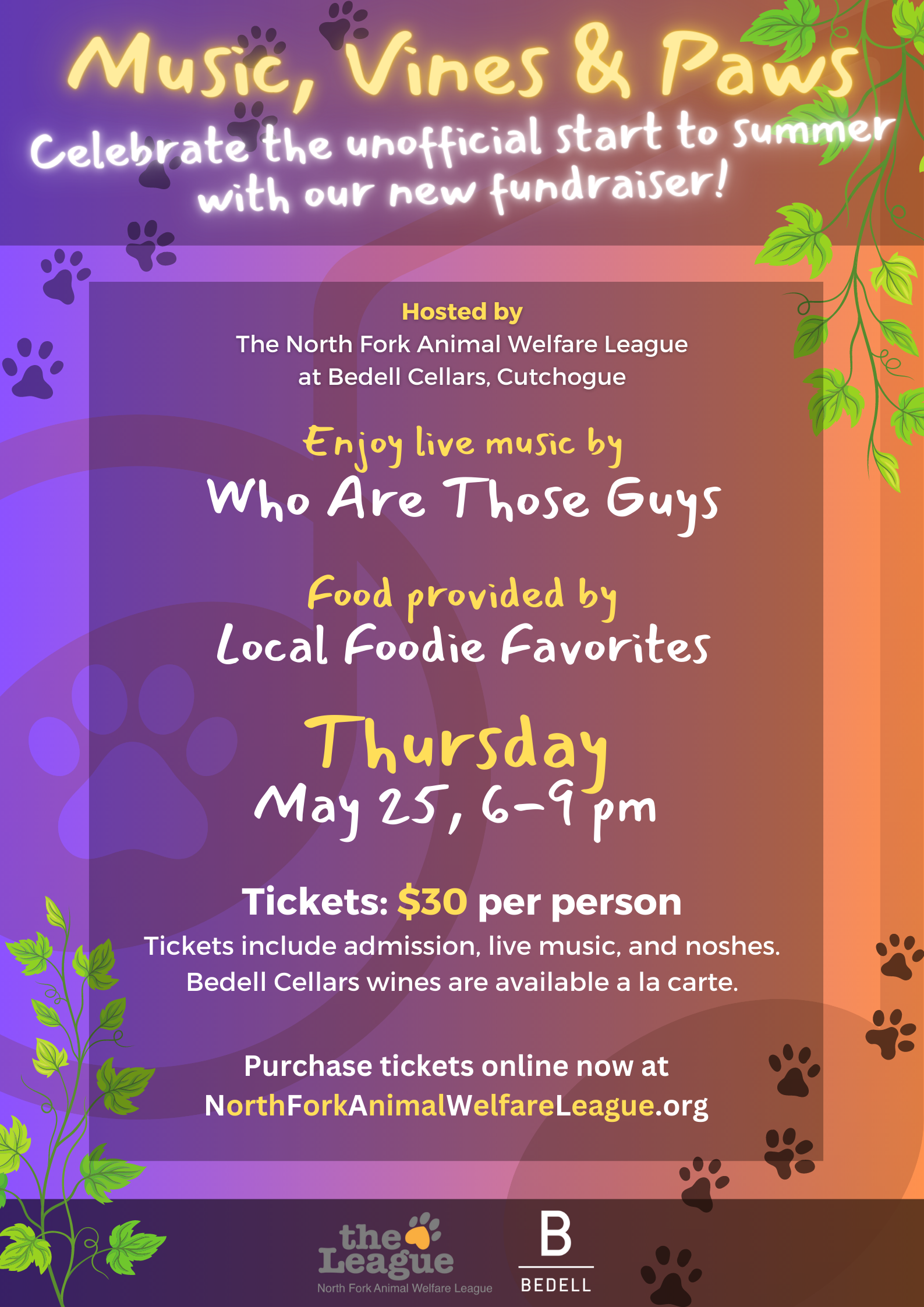 Music, Vines & Paws — The League 🐾 North Fork Animal Welfare League