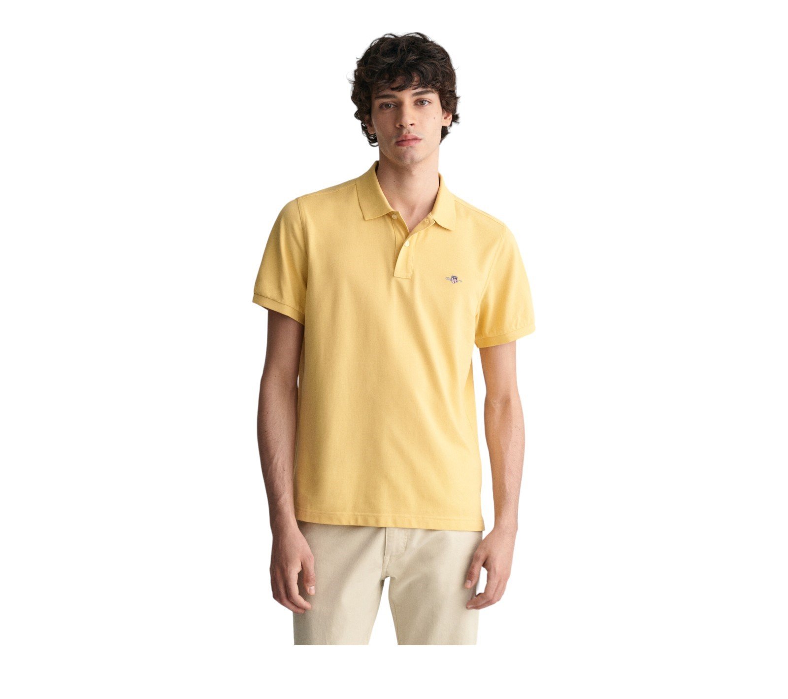 Gant Shield SS Pique Shirt - 2210-Dusty Yellow-Jethwas