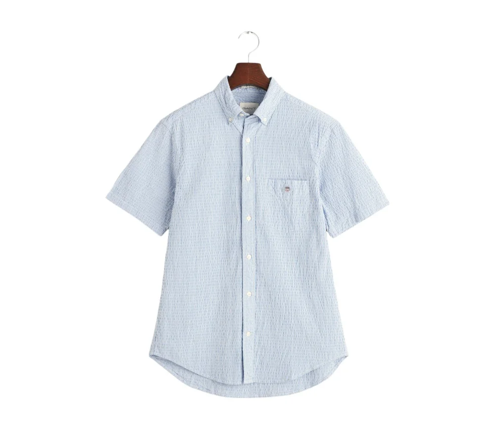 Gant Seersucker Stripe Short Sleeves Shirt - 3240064-Rich Blue 