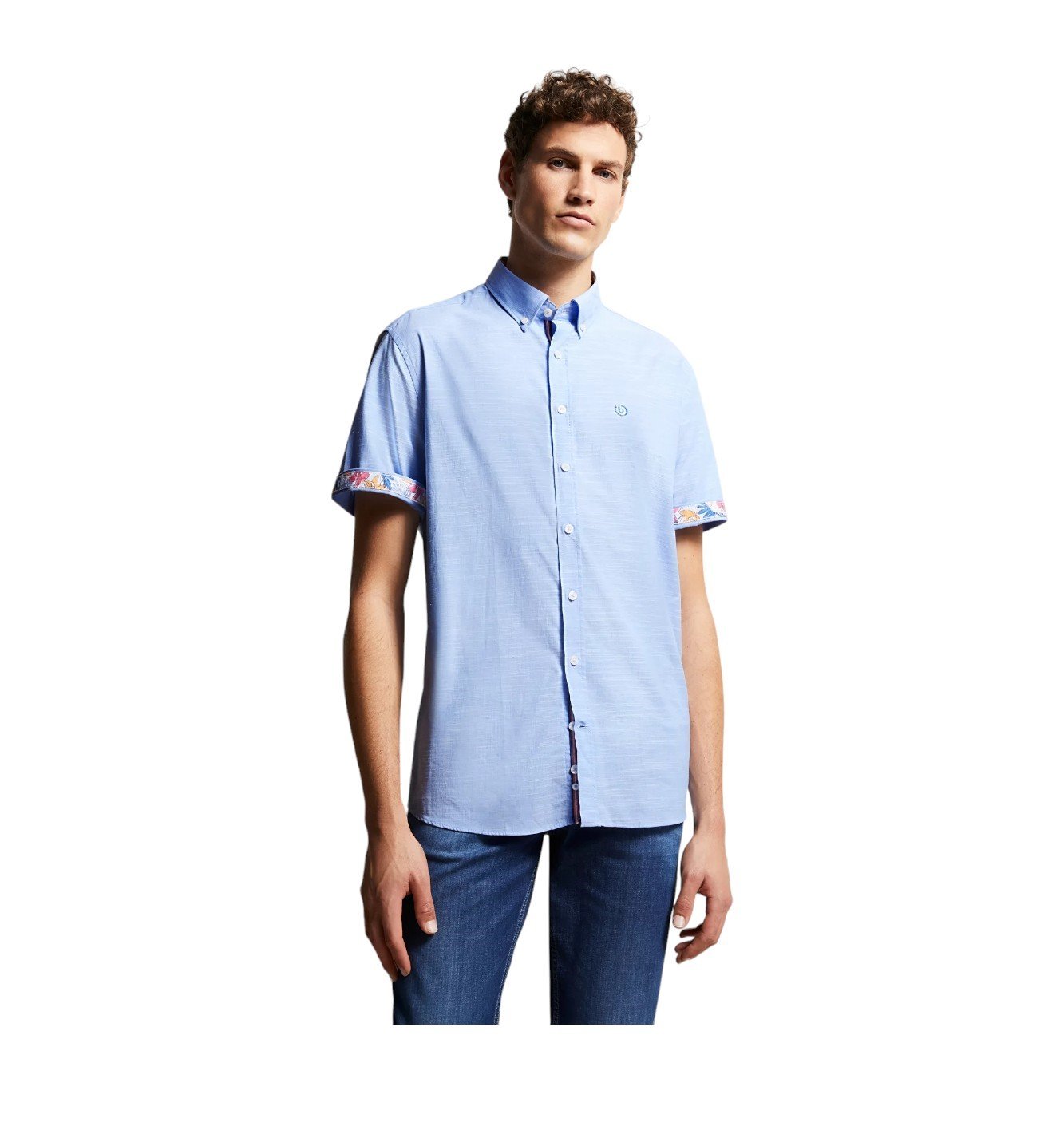 Bugutti Short Sleeves Shirt -58334A/340 - Blue-Jethwas