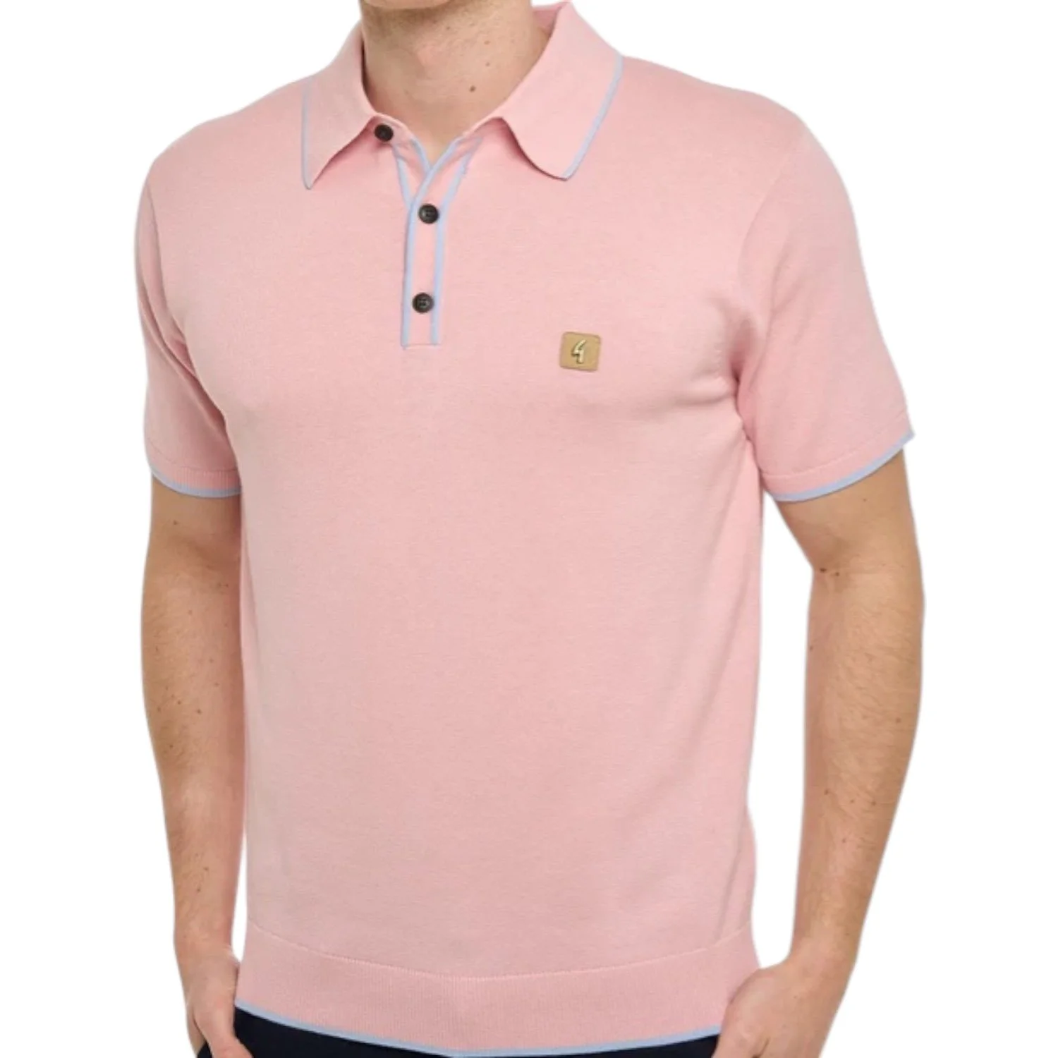 Gabicci Vintage Lineker Knitted Polo Shirt - V56GM09- Candy
