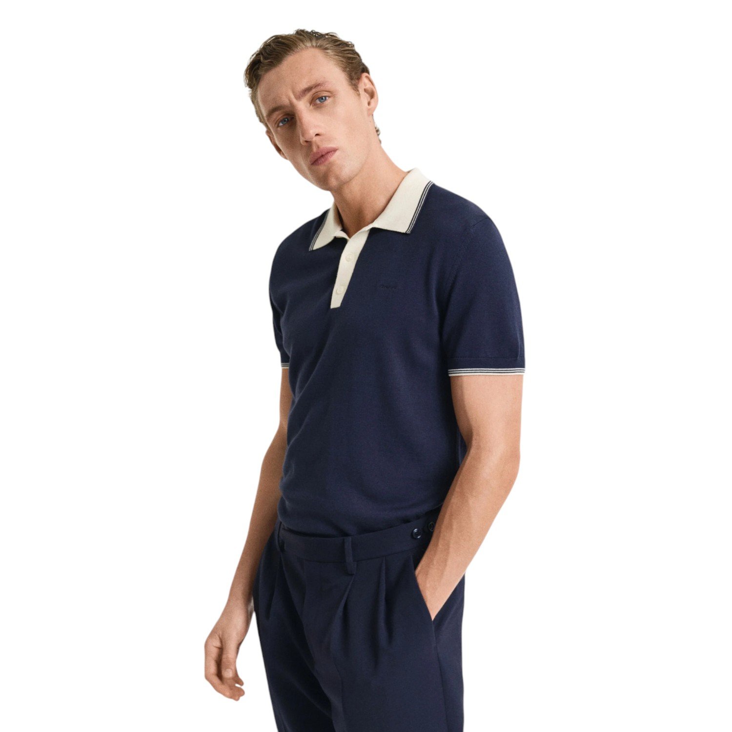 Gant Modal Blend SS Polo - 8030237 - Evening Blue-Jethwas