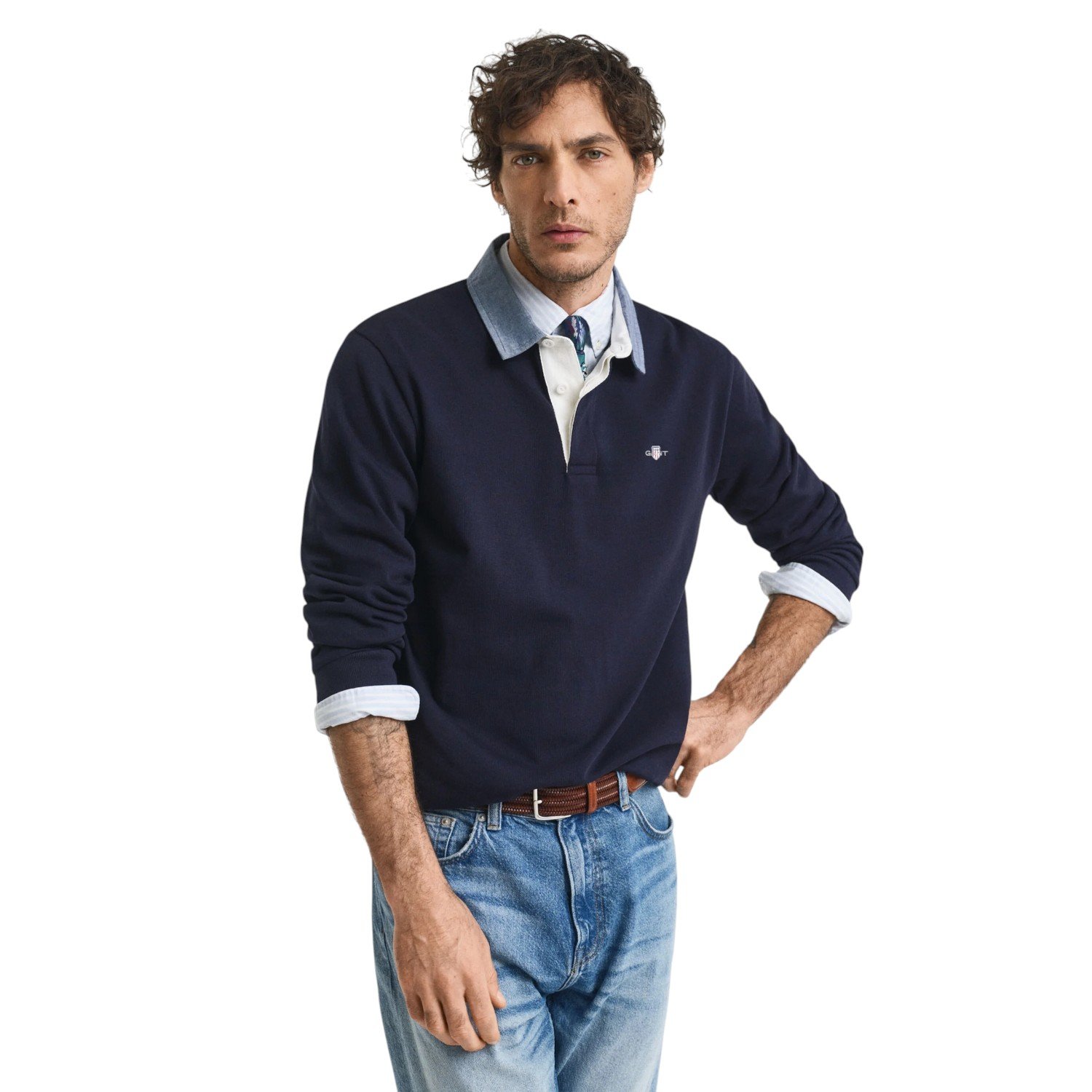 Gant Reg Chambray Heavy Rugger - 2004082 - Evening Blue-Jethwas