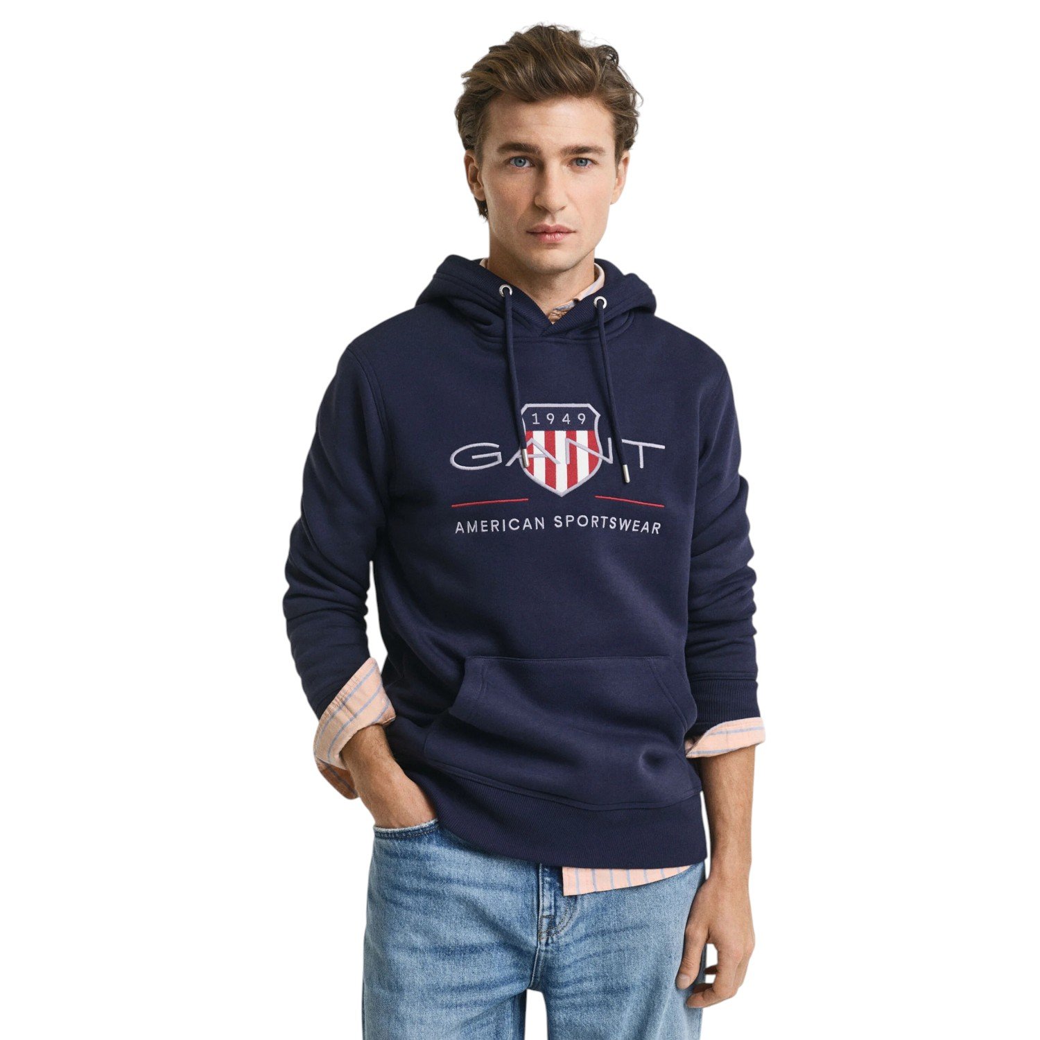 Gant Reg Archive Shield Hoodie - 2047042 - Evening Blue-Jethwas