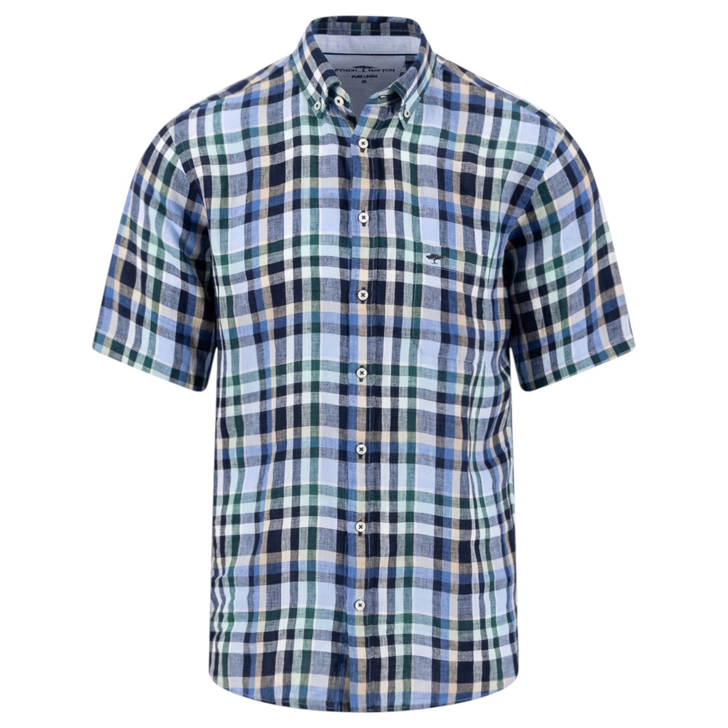 Fynch-Hatton-Linen-Short-Sleeves-Shirt-1604-6031-727-Pine-Green-Jethwas