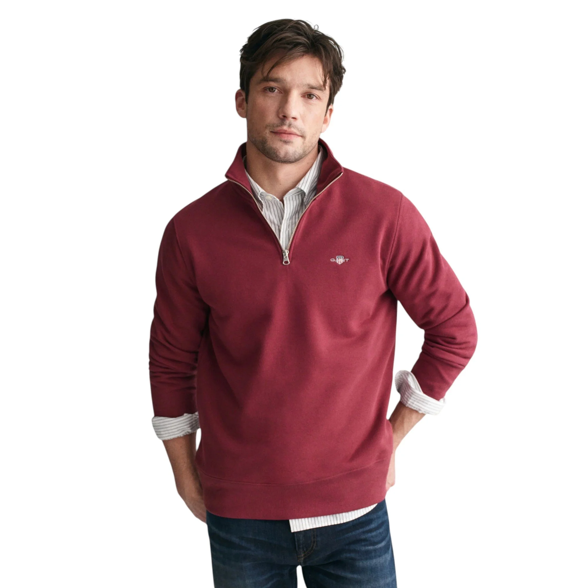 Gant Reg Shield Half Zip Sweatshirt - 2008005 - Plumped Red-Jethwas