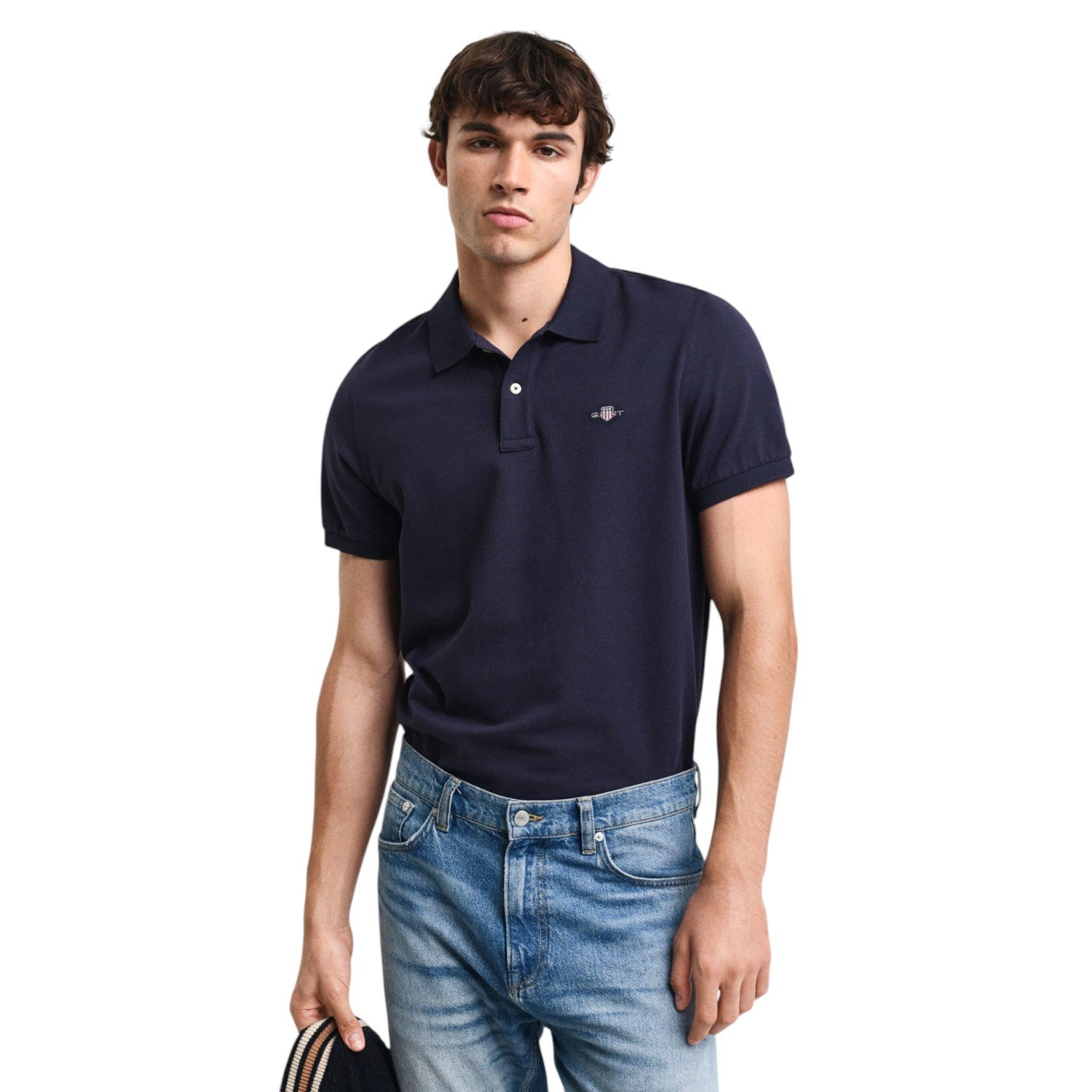 Gant Shield SS Pique Polo Shirt - 2512210 - Evening Blue-Jethwas