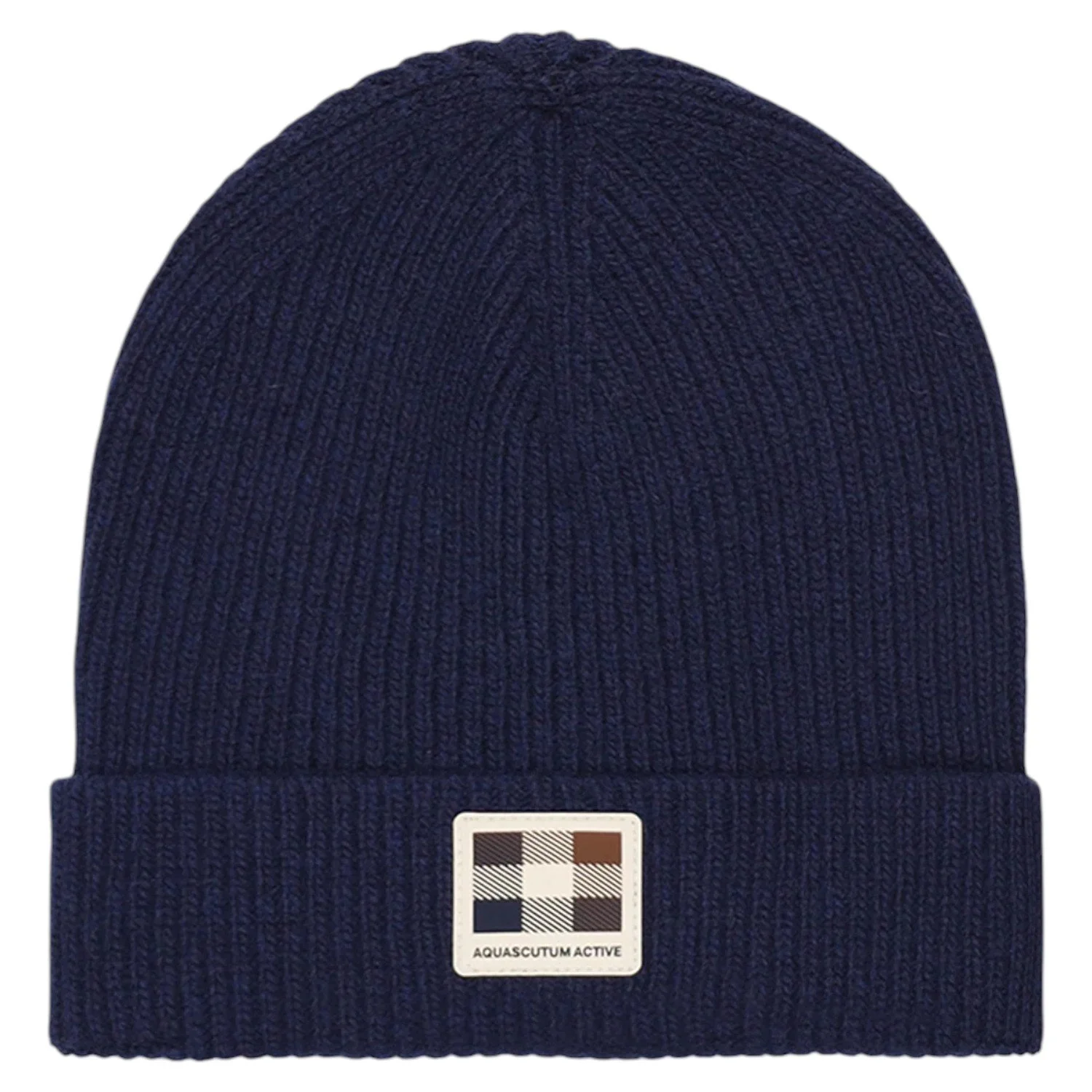 Aquascutum-Rubber-Patch-Beanie-Hat-AWICONCP007-Navy-Jethwas