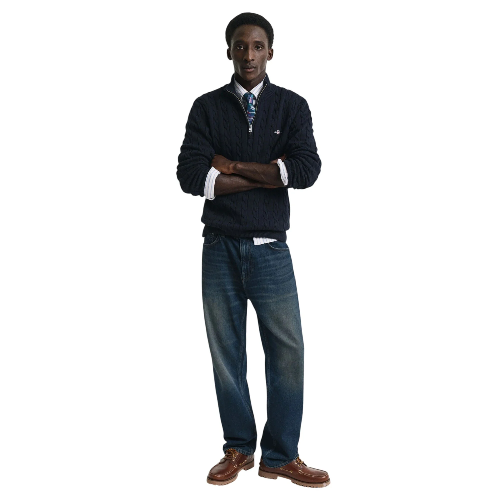 Gant Cotton Cable Half Zip - 8050603 - Evening Blue-Jethwas.3