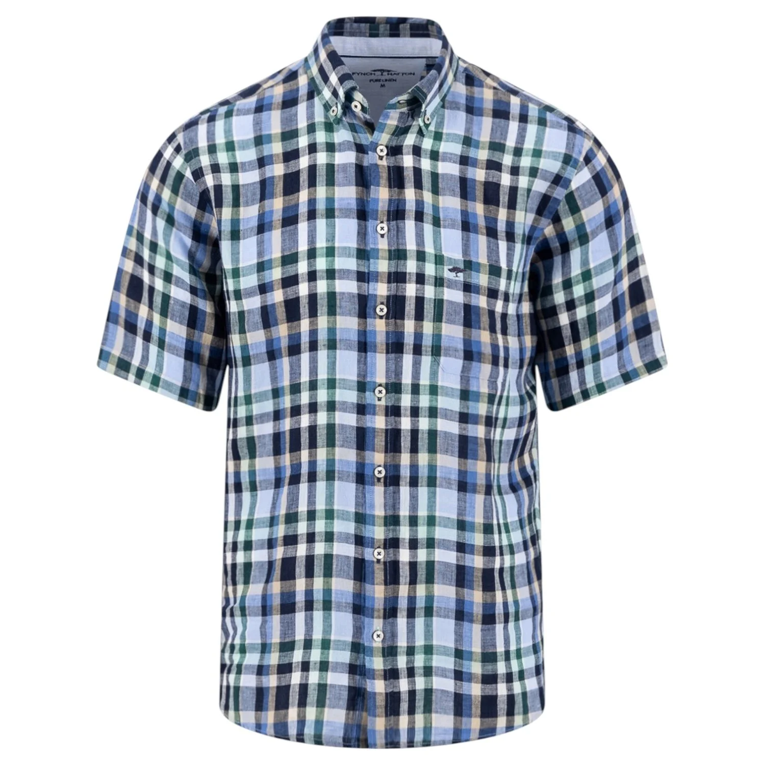 Fynch-Hatton-Linen-Short-Sleeves-Shirt-1604-6031-727-Pine-Green-Jethwas