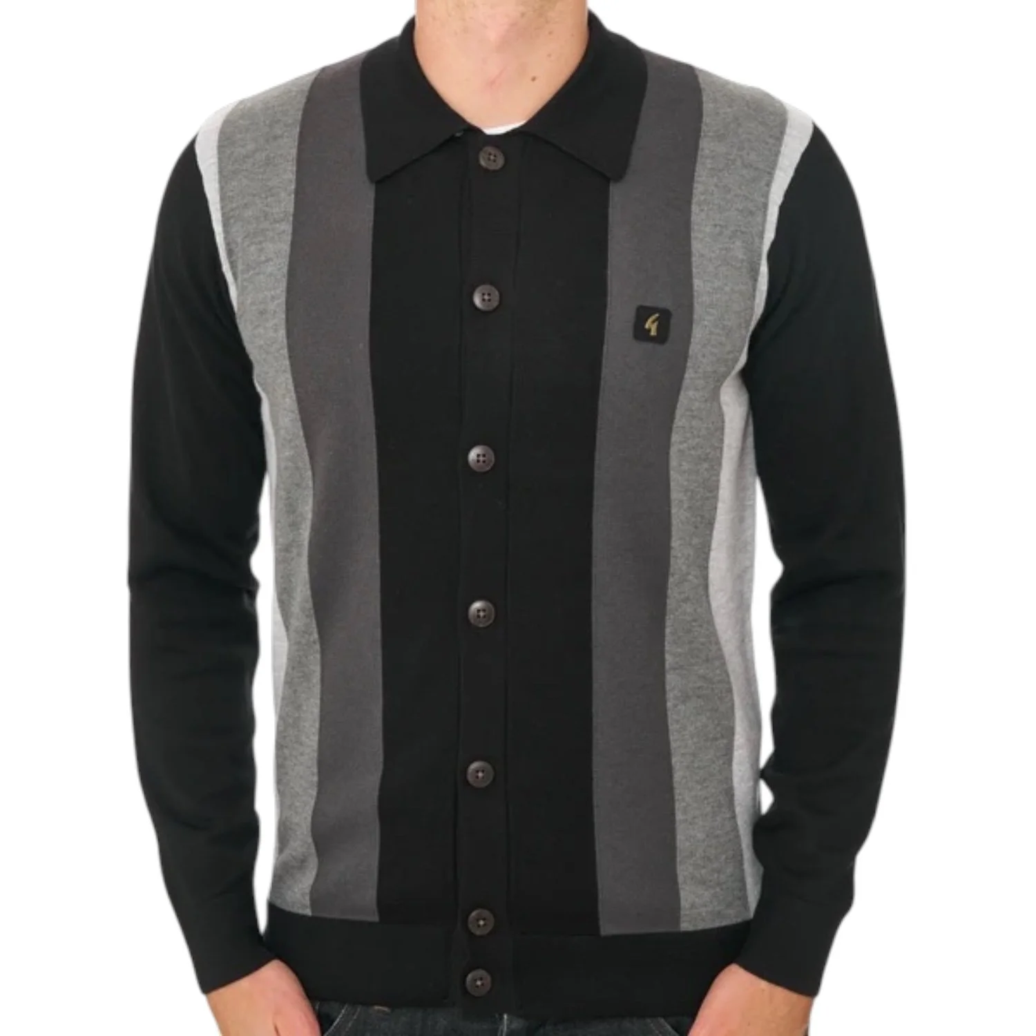 GabicciVintagePedroStripeLSButtonThroughKnitBlack.jethwas