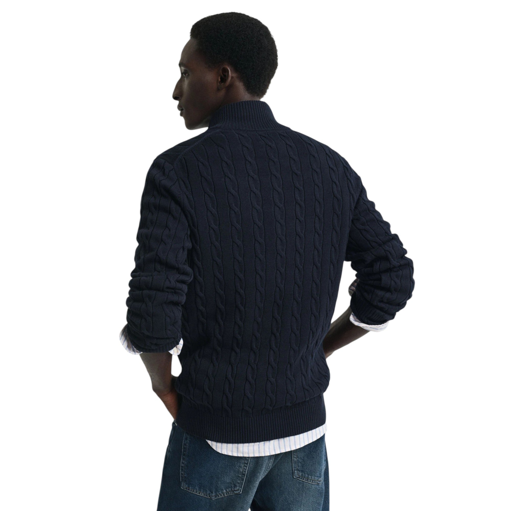 Gant Cotton Cable Half Zip - 8050603 - Evening Blue-Jethwas.2