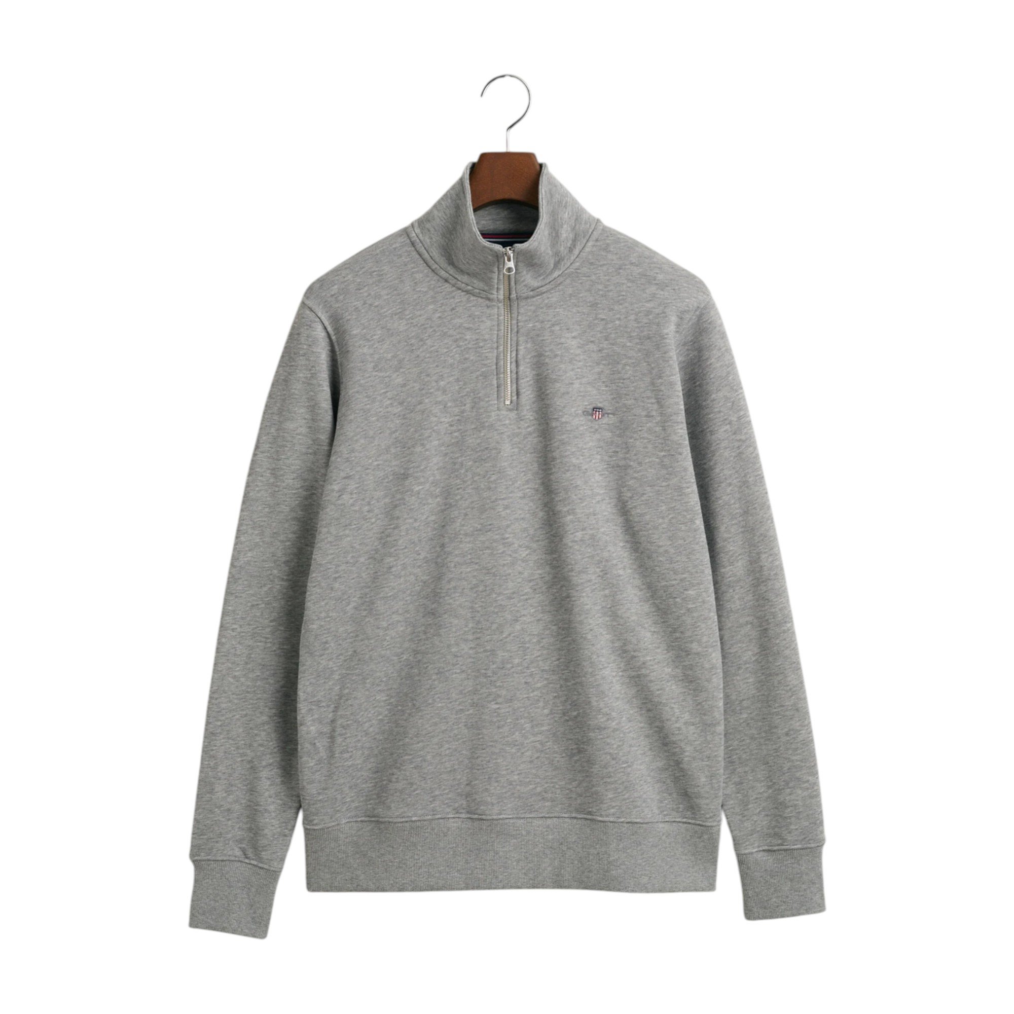 Gant Reg Shield Half Zip Sweatshirt - 2008005 - Grey Melange-Jethwas.3