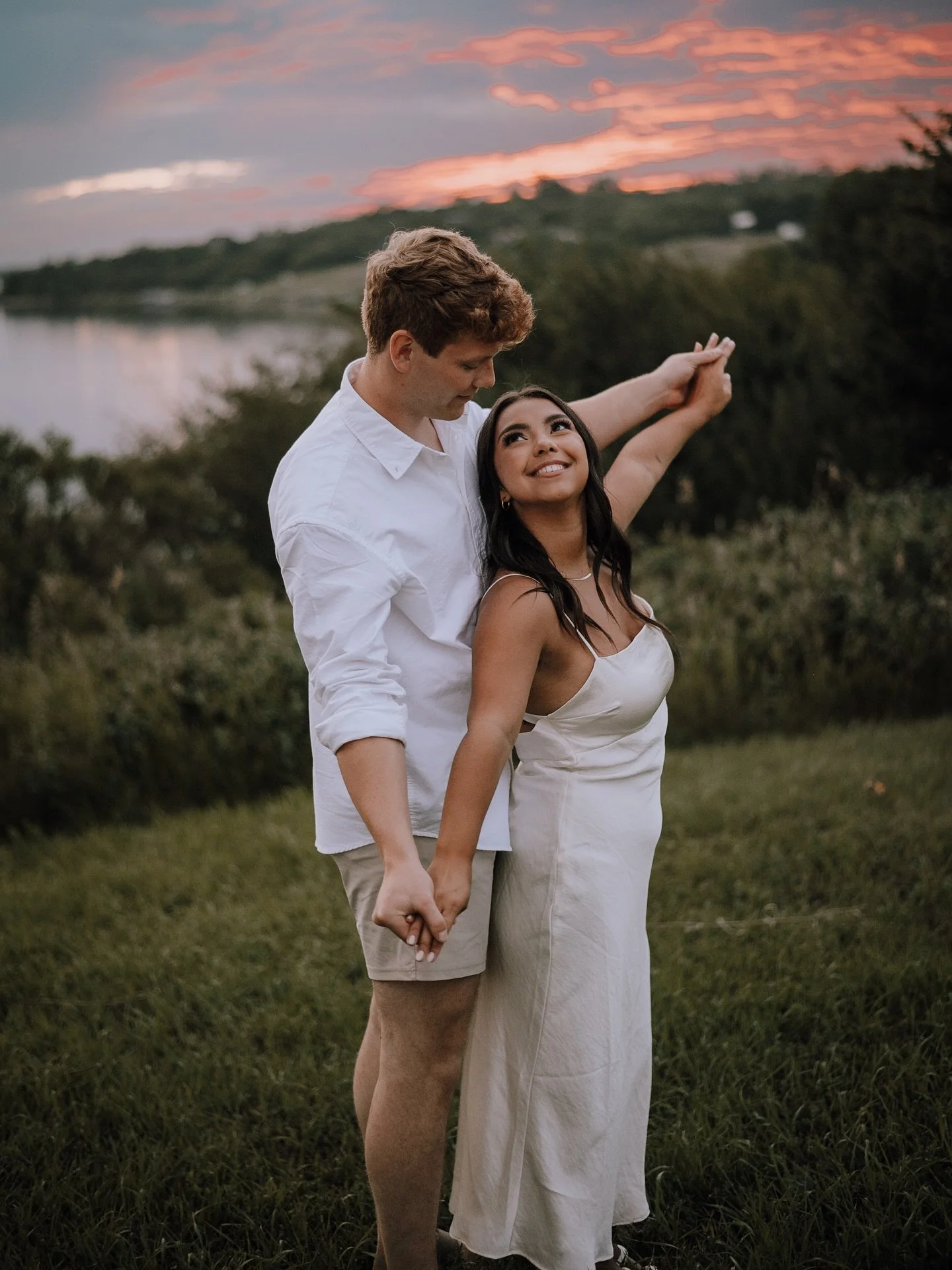 A warm summer evening with Selena and Hunter. Cannot wait for their big day 🤍