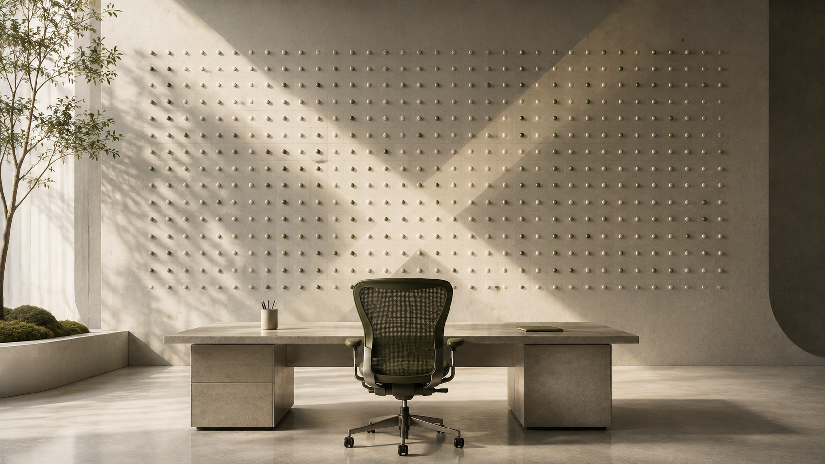 An empty supervisor's chair facing a wall of agent status lights, representing AI agents operating without human oversight