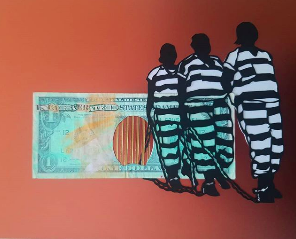 Incarcerated States of America,
paper cut collage