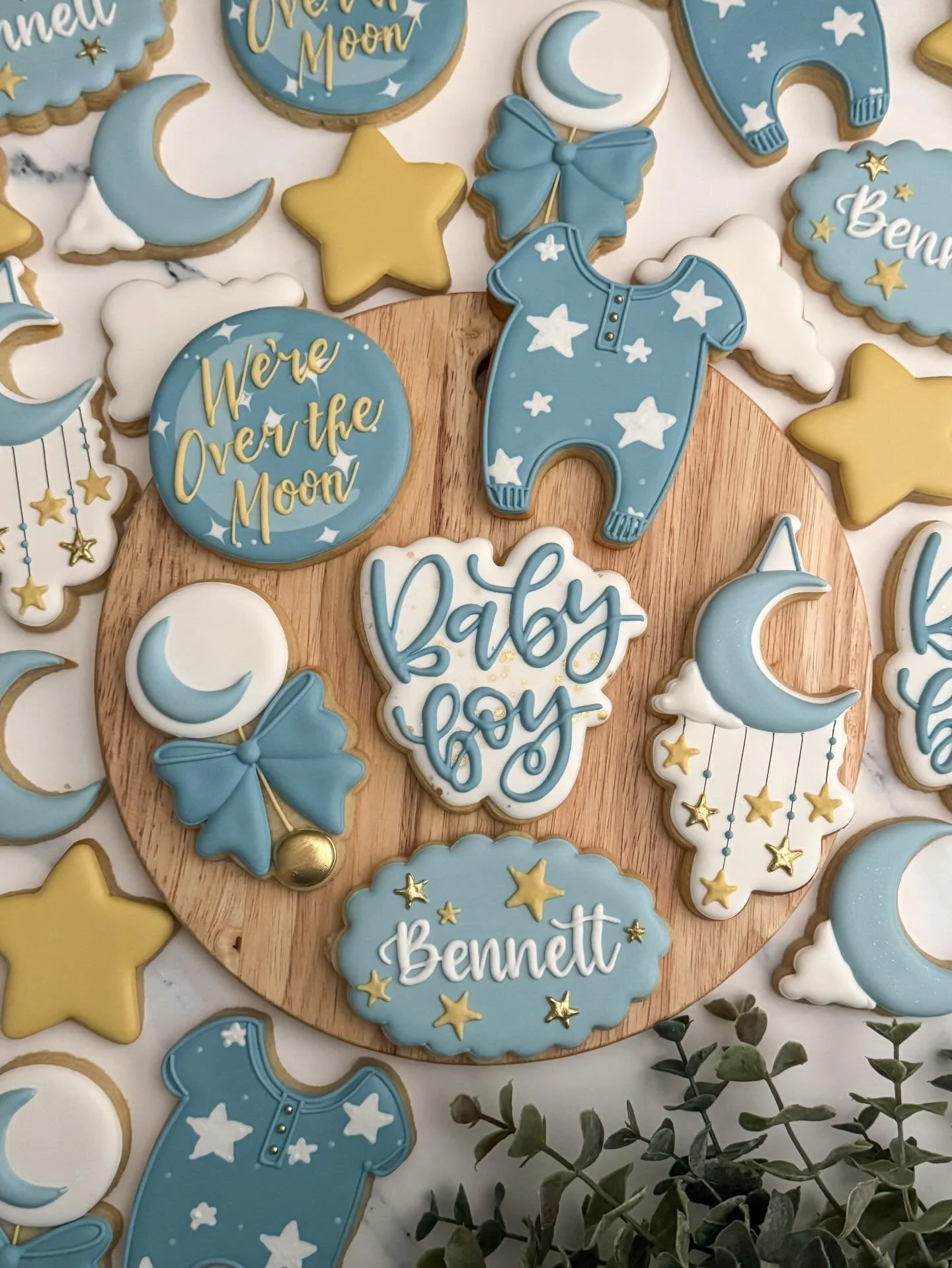 Over the moon for baby Bennett&rsquo;s arrival 

#tatestreats #babyshowercookies #babyboyshower #overthemoon #momtobe #2026baby #orangecountycookies #orangecountyevents