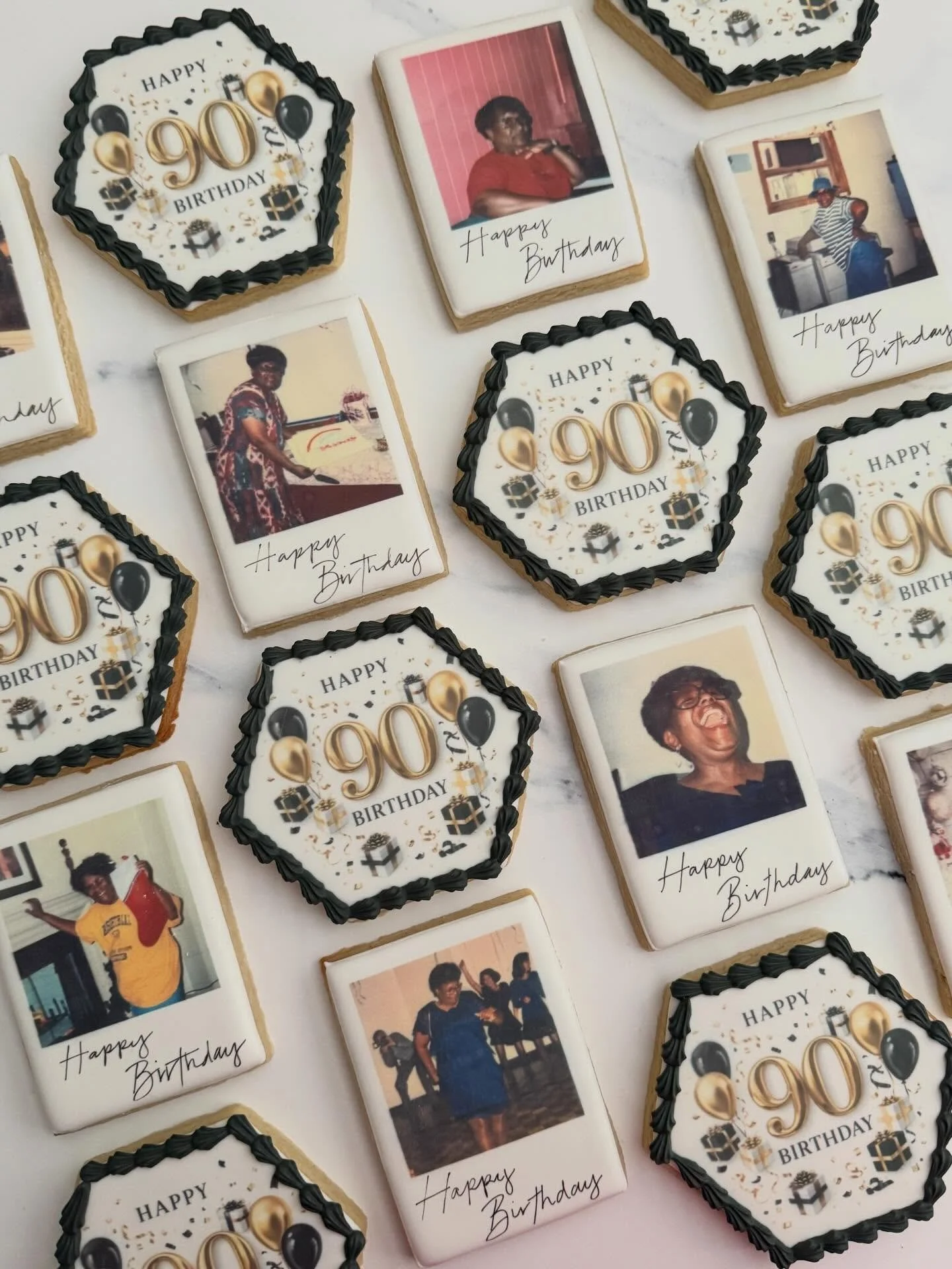 I had the honor of making cookies for my bestie&rsquo;s grandmother&rsquo;s 90th birthday party this past weekend. 

What an amazing woman and such an incredible life lived! 

#tatestreats #birthdaycookies #90thbirthday #orangecountycookies