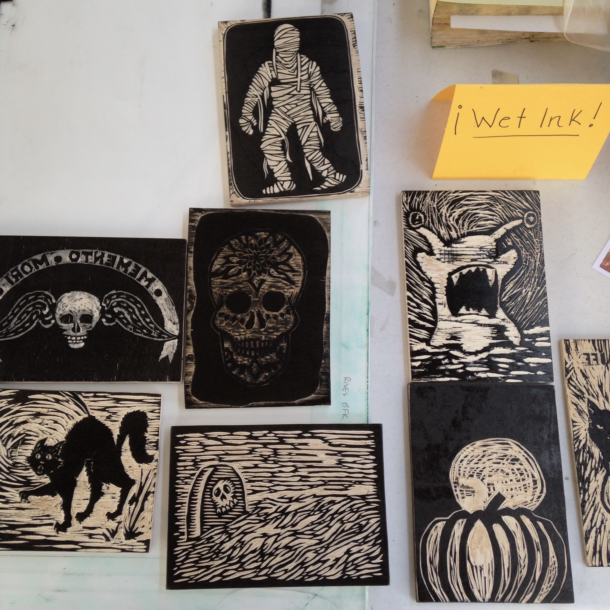 Artists’ woodcuts for make-n-take printing