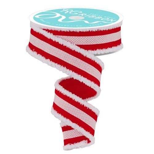 Velvet/Glitter Stripes: Red/White, 1.5"