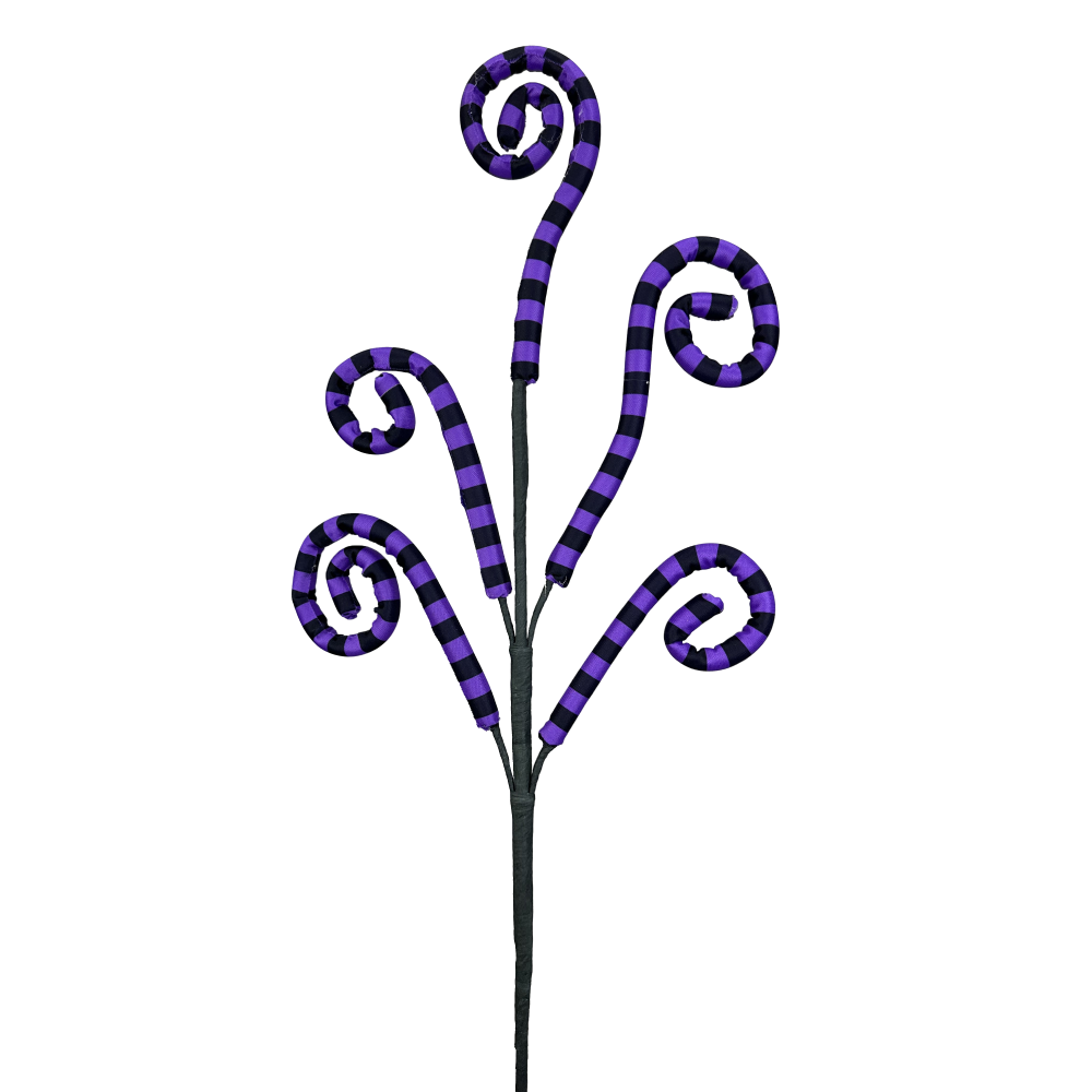 Fabric Stripe Spiral Curly Spray: Purple/Black, 26"