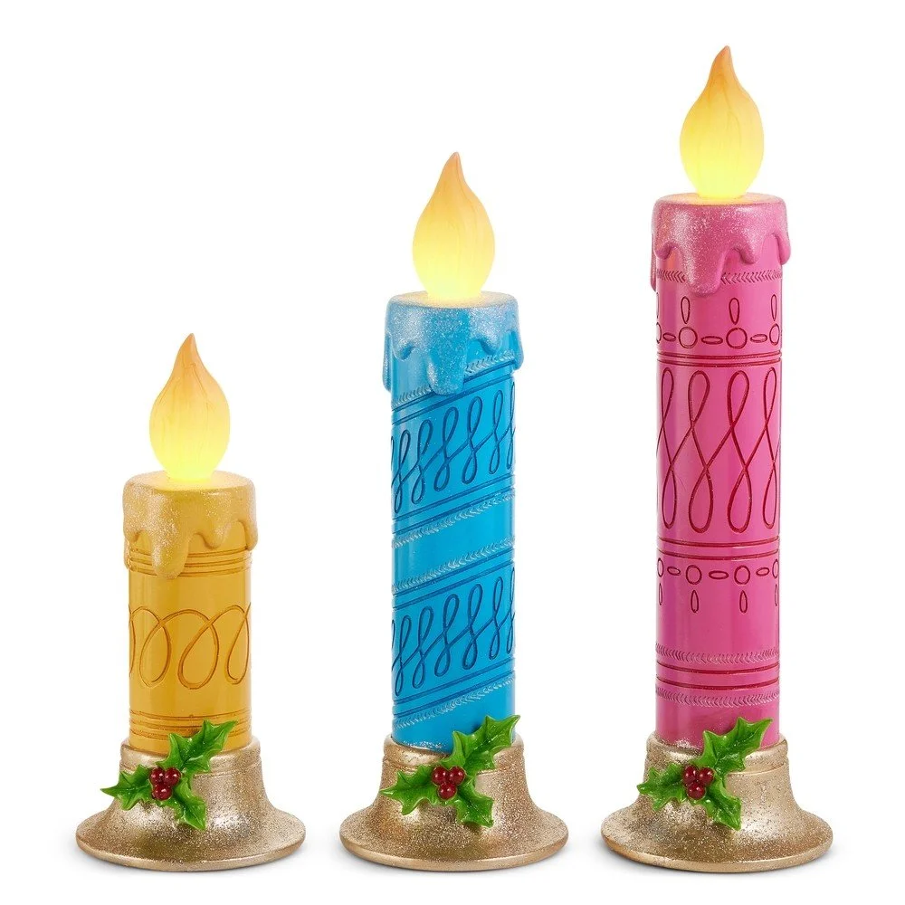 RAZ Festive Glow Candle Set, 18.75"