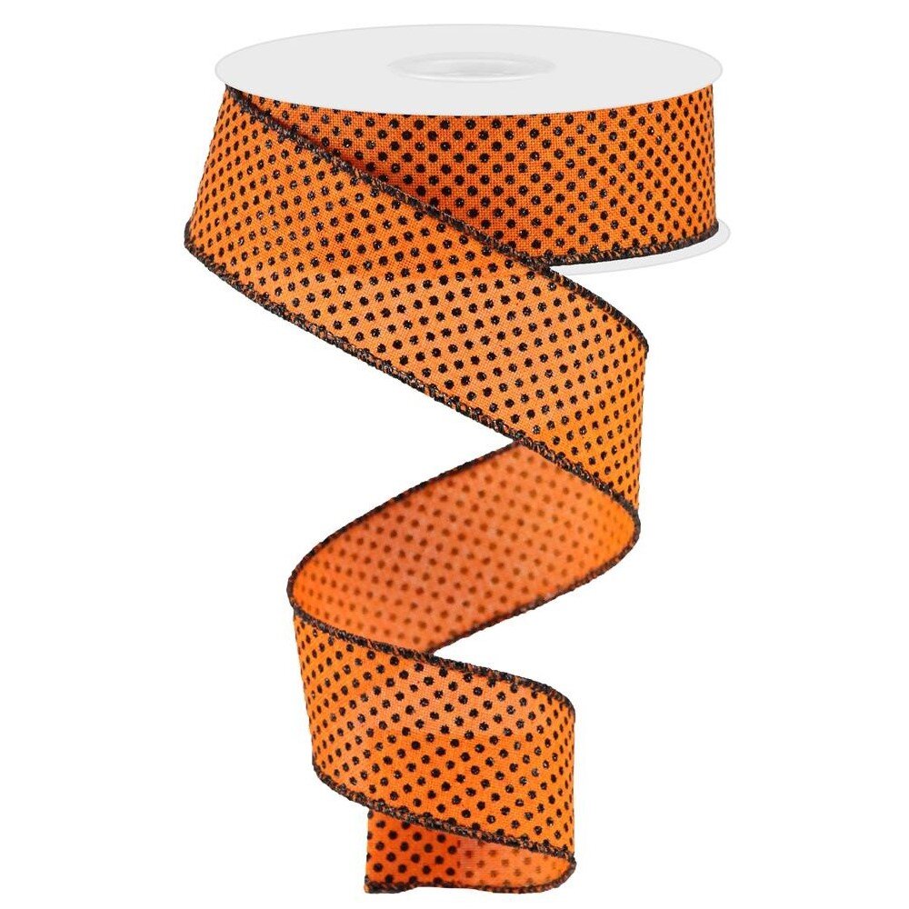Swiss Dots: Orange/Black, 1.5"