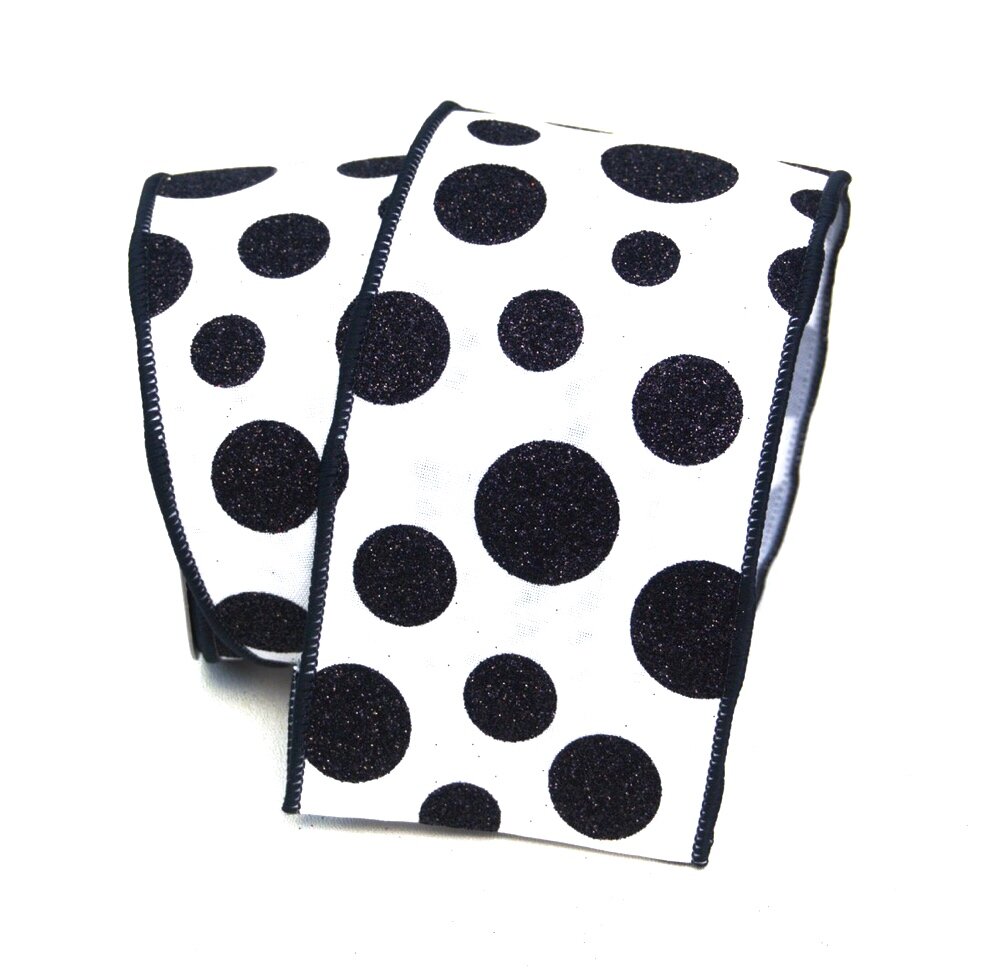 Glitter Random Dots Black, 4"
