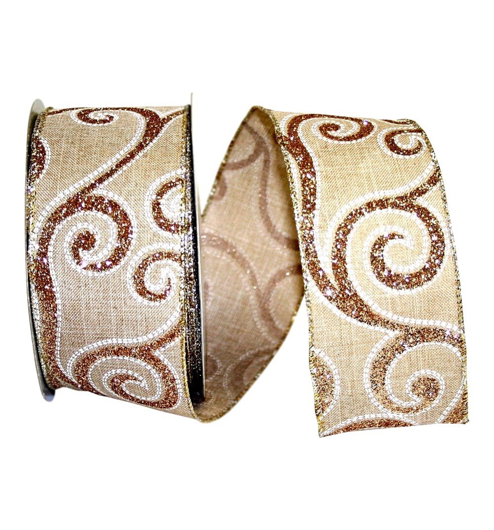 Linen Glitter Scroll Stitch, 2.5"