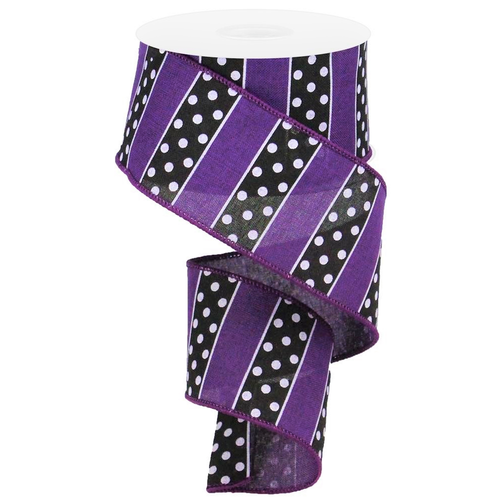 Polka Dot/Stripes, 2.5": Purple