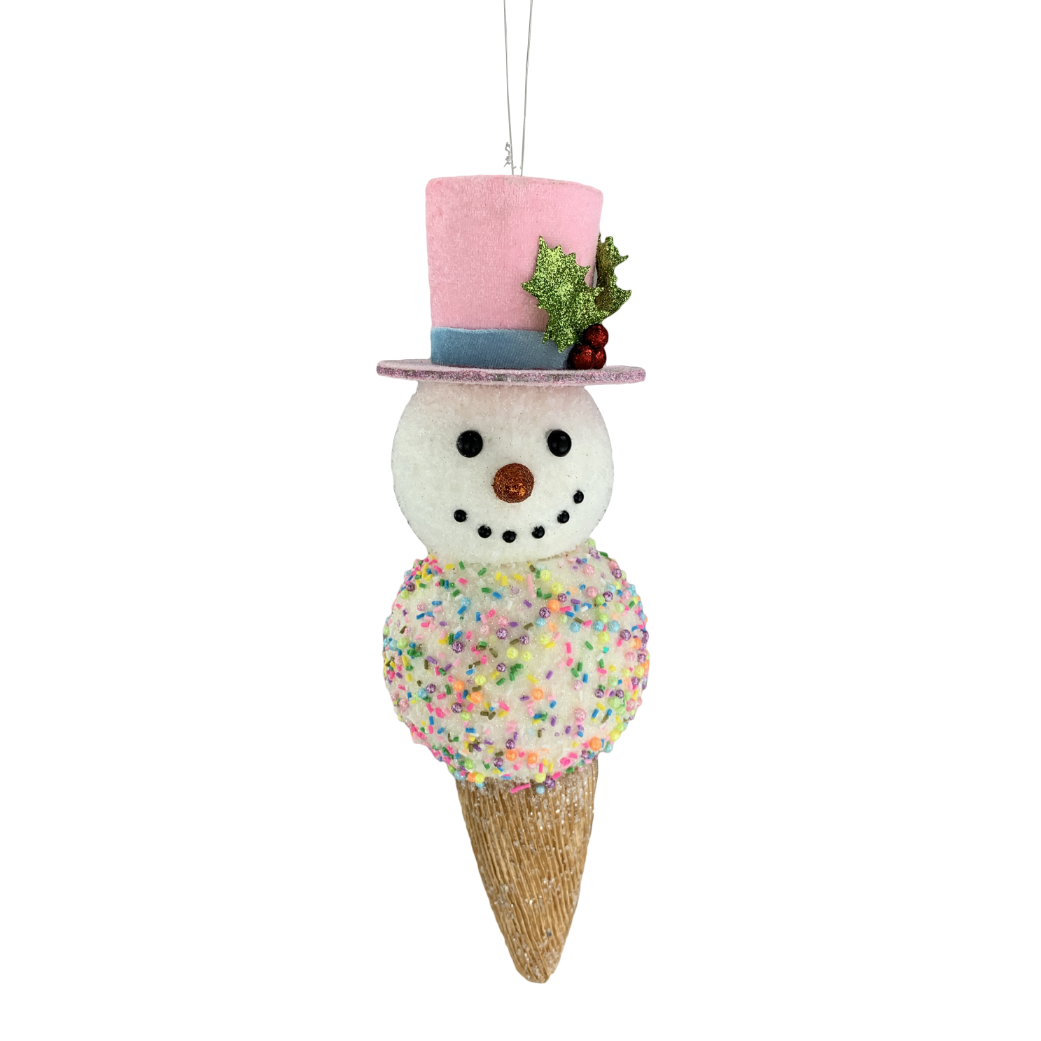 Snowman Top Hat Ornament, 14": Pink