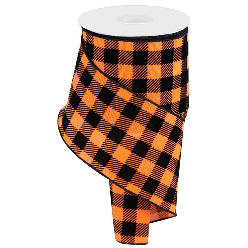 Orange/Black Velvet Check Squares, 4"