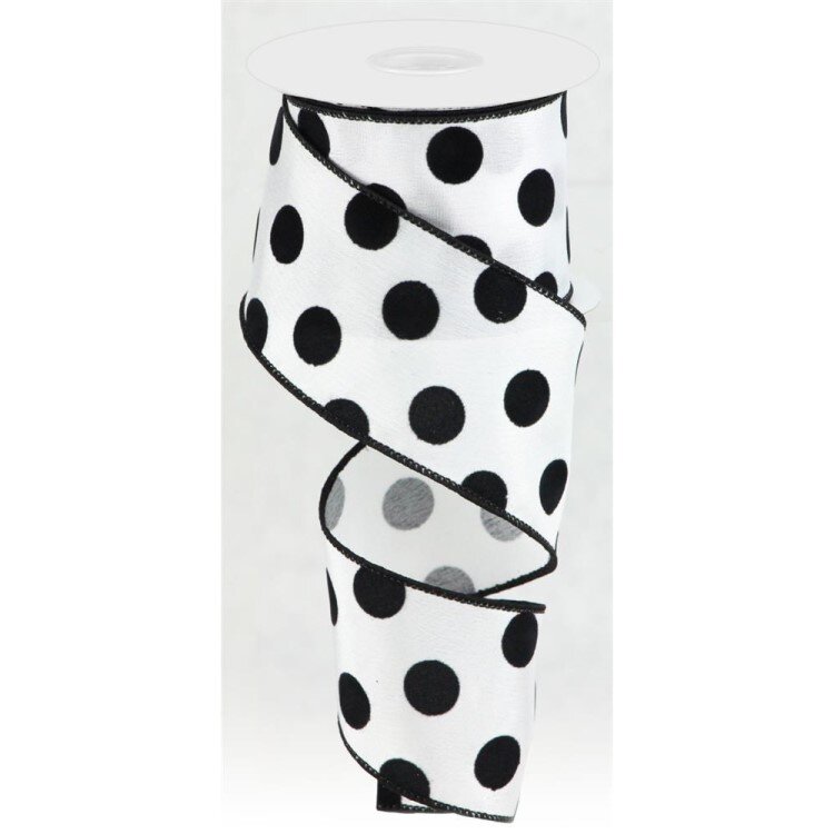 Flocked Polka Dots/Satin, 2.5"