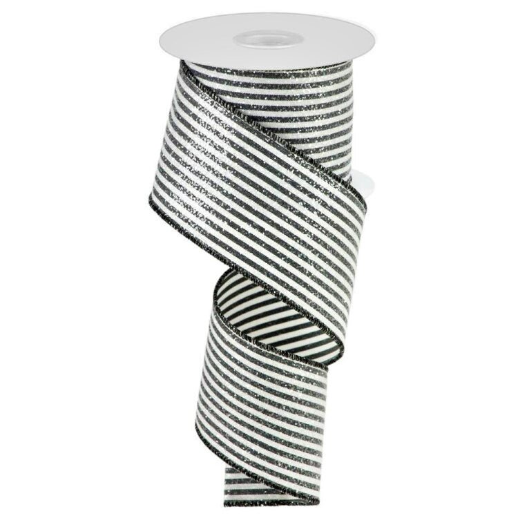 Vertical Grey Stripes W/Glitter, 2.5"