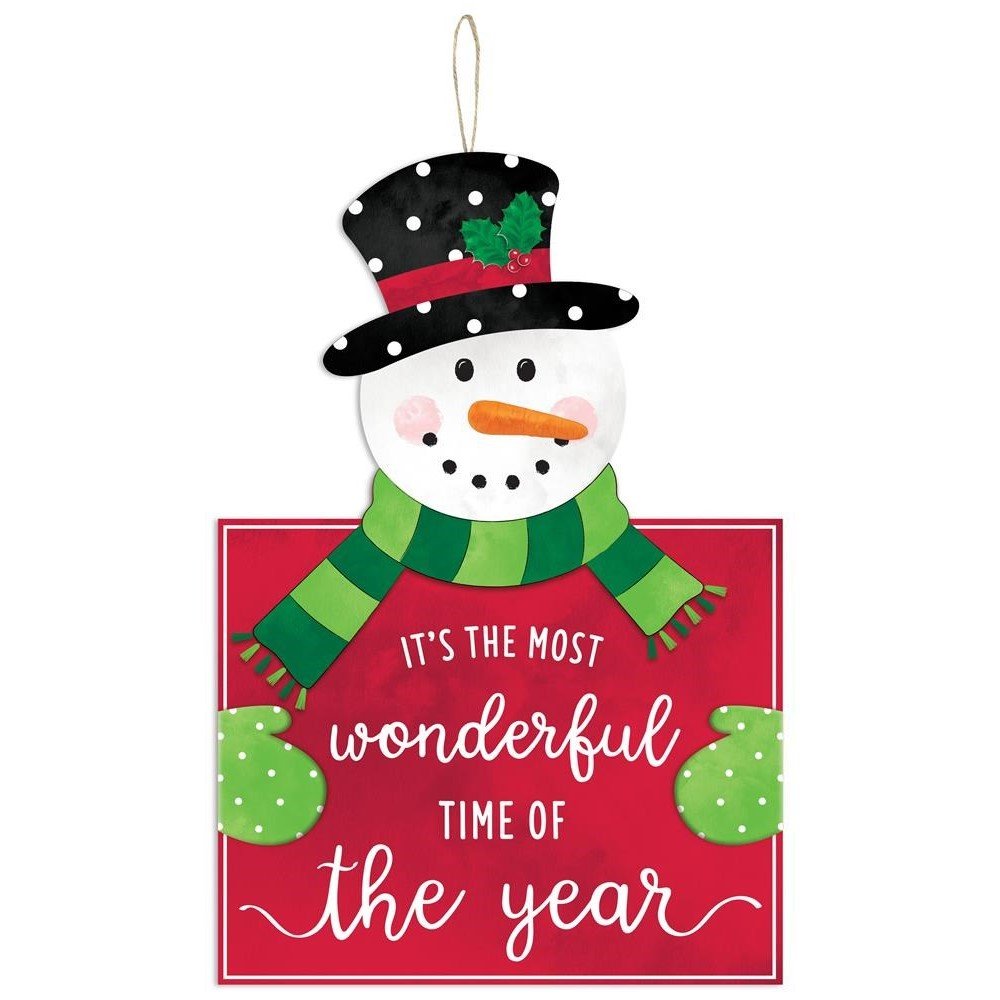 Wonderful Time/Snowman Sign, 13.5"