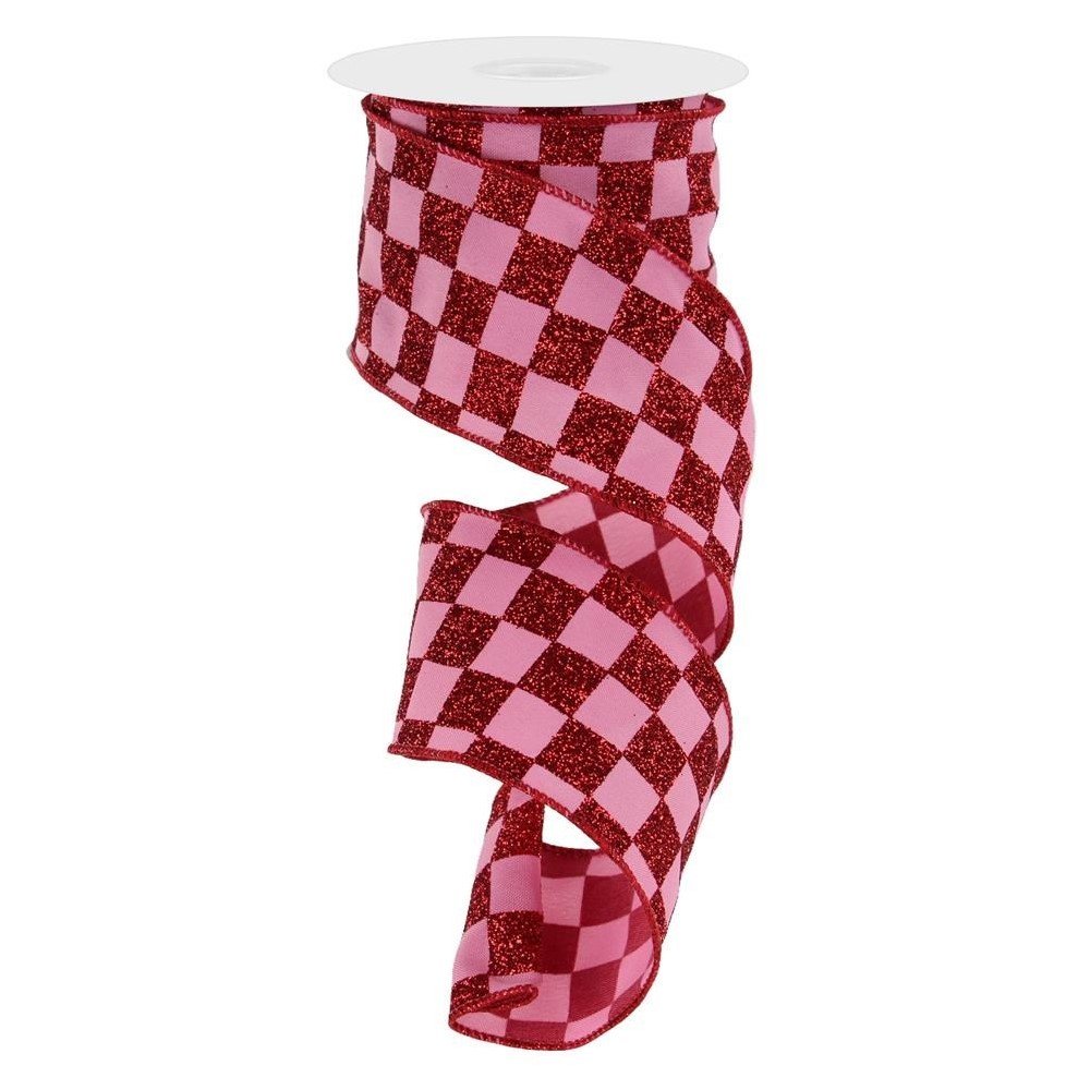 Glitter Check PG: Red/Pink, 2.5"