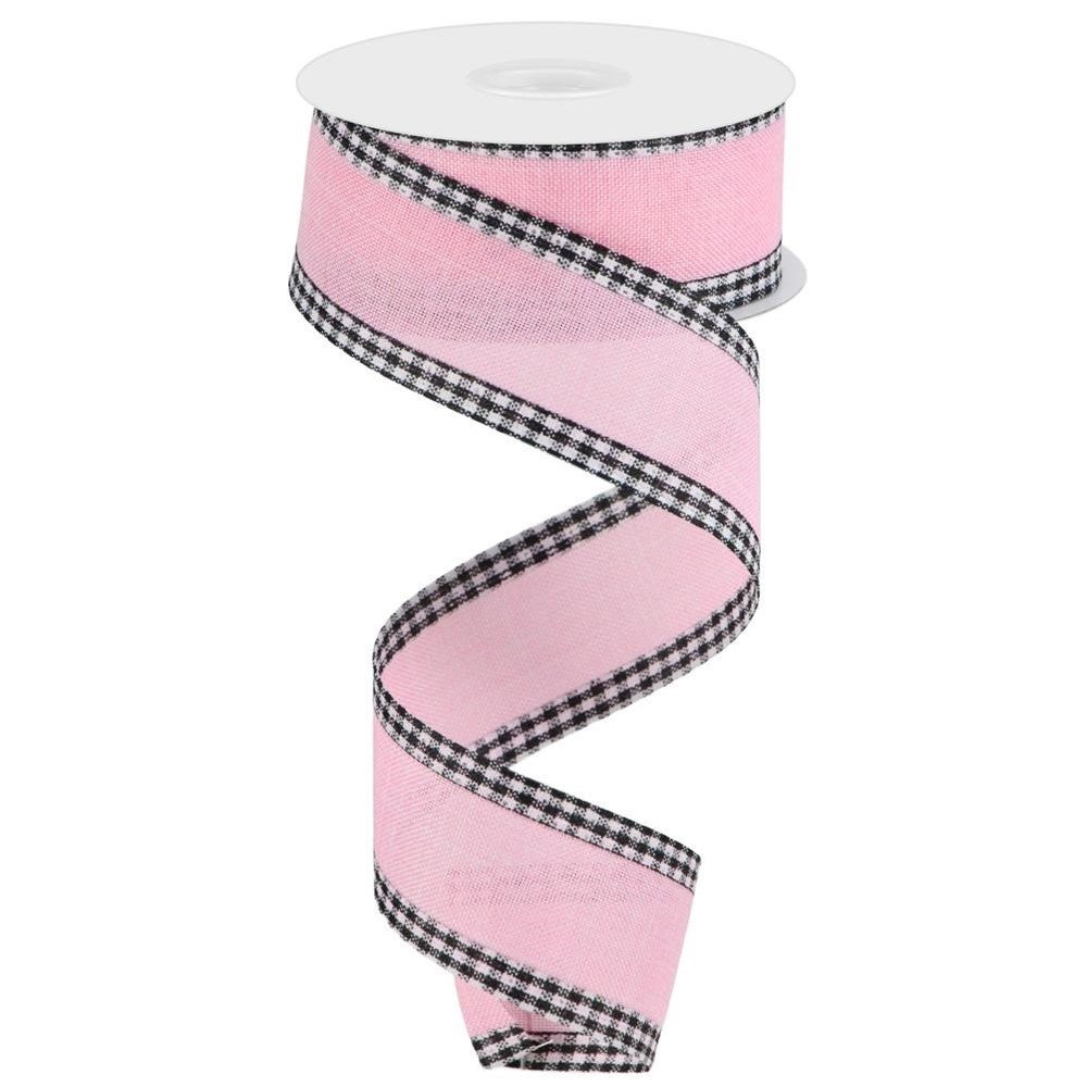 Royal Burlap Gingham Edge: Pink, 1.5"