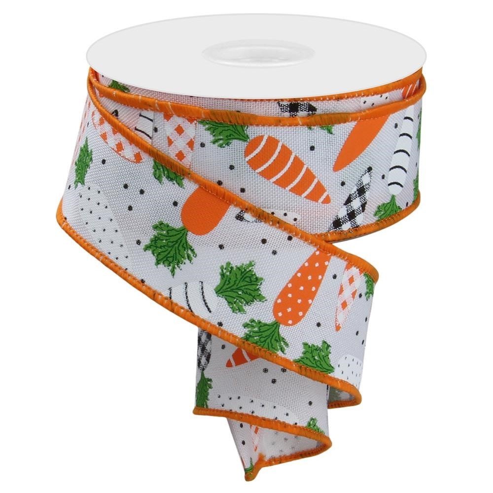 Patterened Carrots on Faux Royal, 1.5"