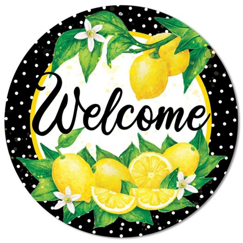 Welcome Lemon w/ Polka Dots Sign, 12"