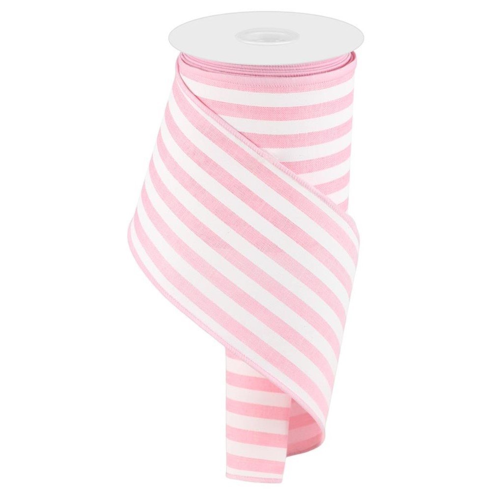 Vertical Stripe: Pink and White, 4"