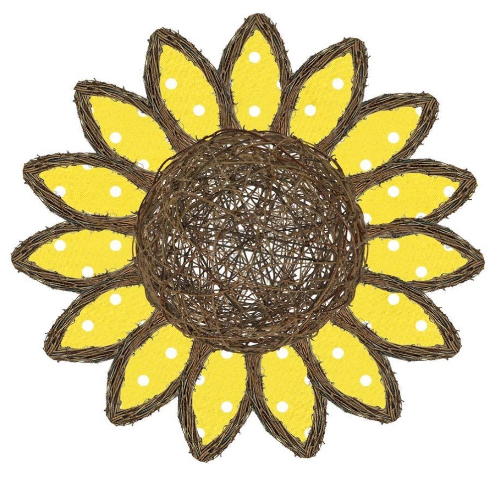 Grapevine/Fabric Polka Dot Sunflower, 20"