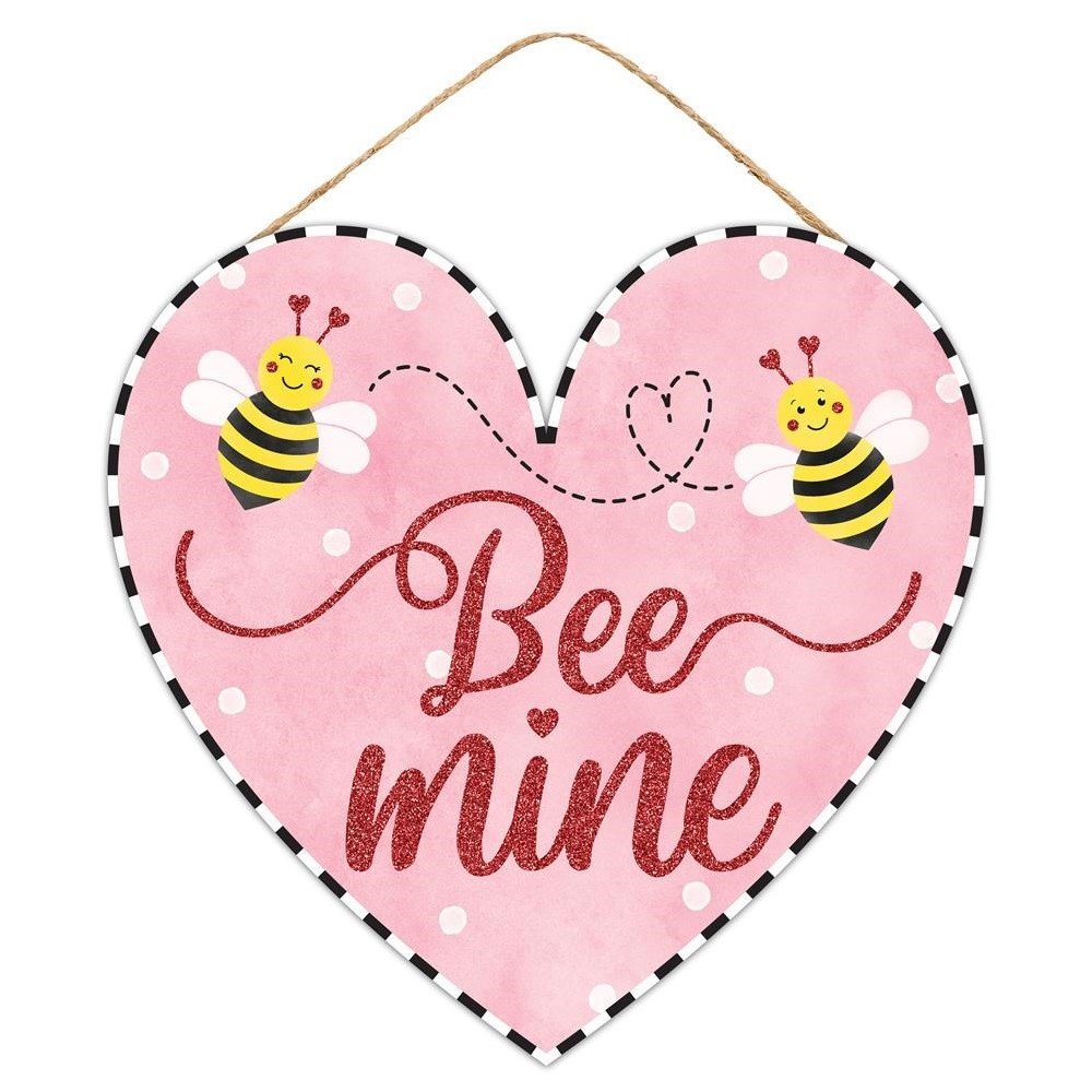 Bee Mine Glitter Heart Sign, 12 — Holiday Whimsy